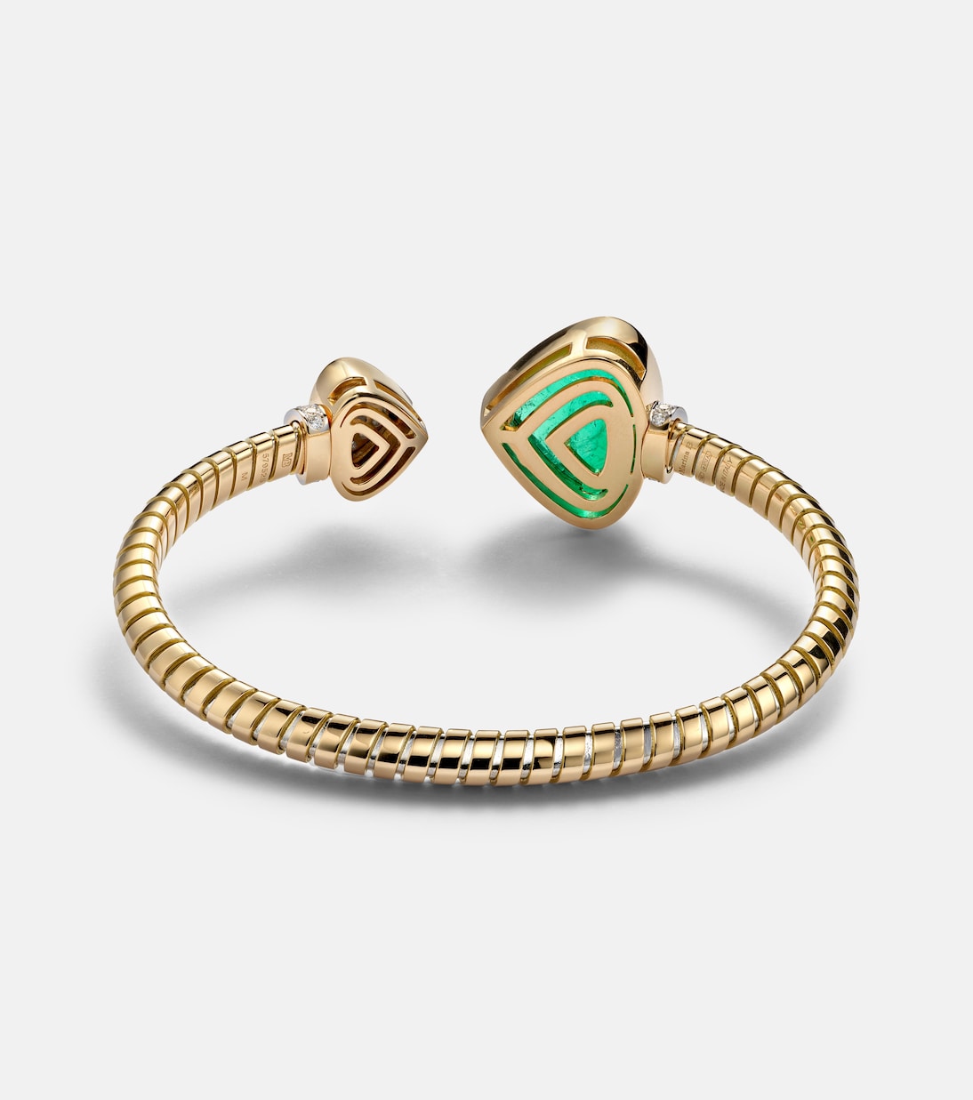 Bracciale a fascia in oro 18kt MARINA B Trisolina con diamanti e smeraldo, design elegante per giovani
