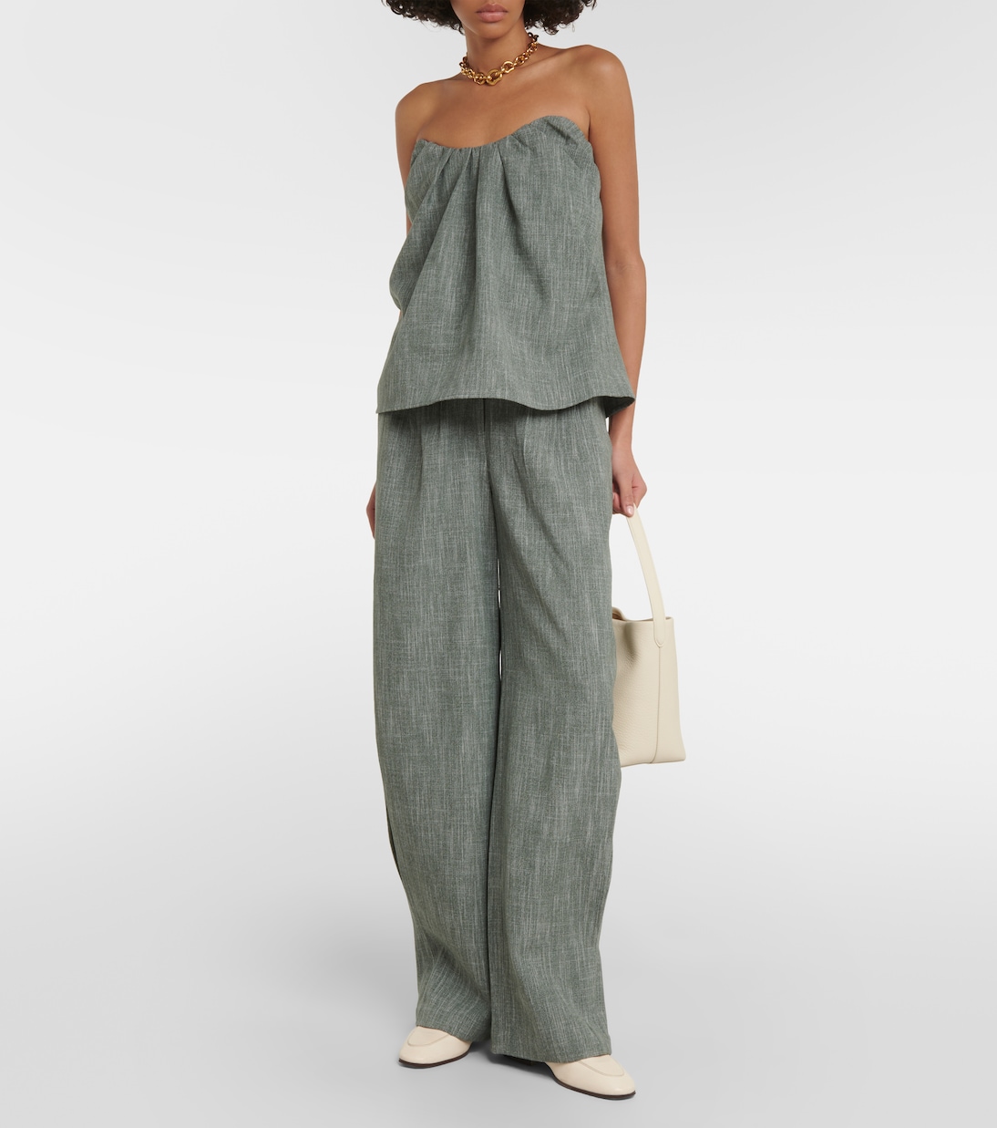 Gathered wool-blend top | CO