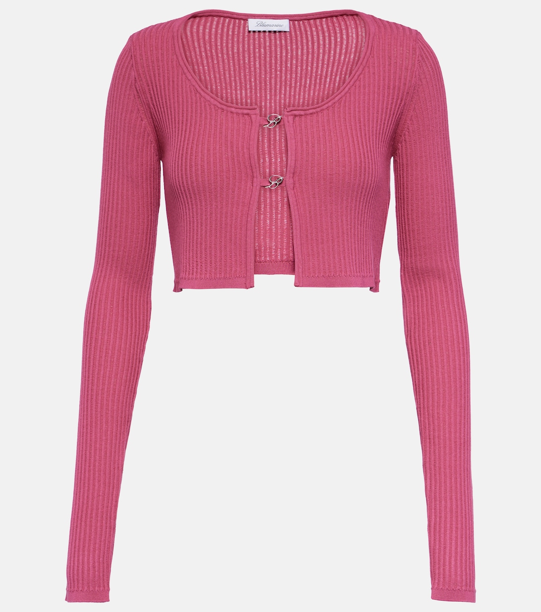 Cárdigan cropped de punto acanalado  | Blumarine