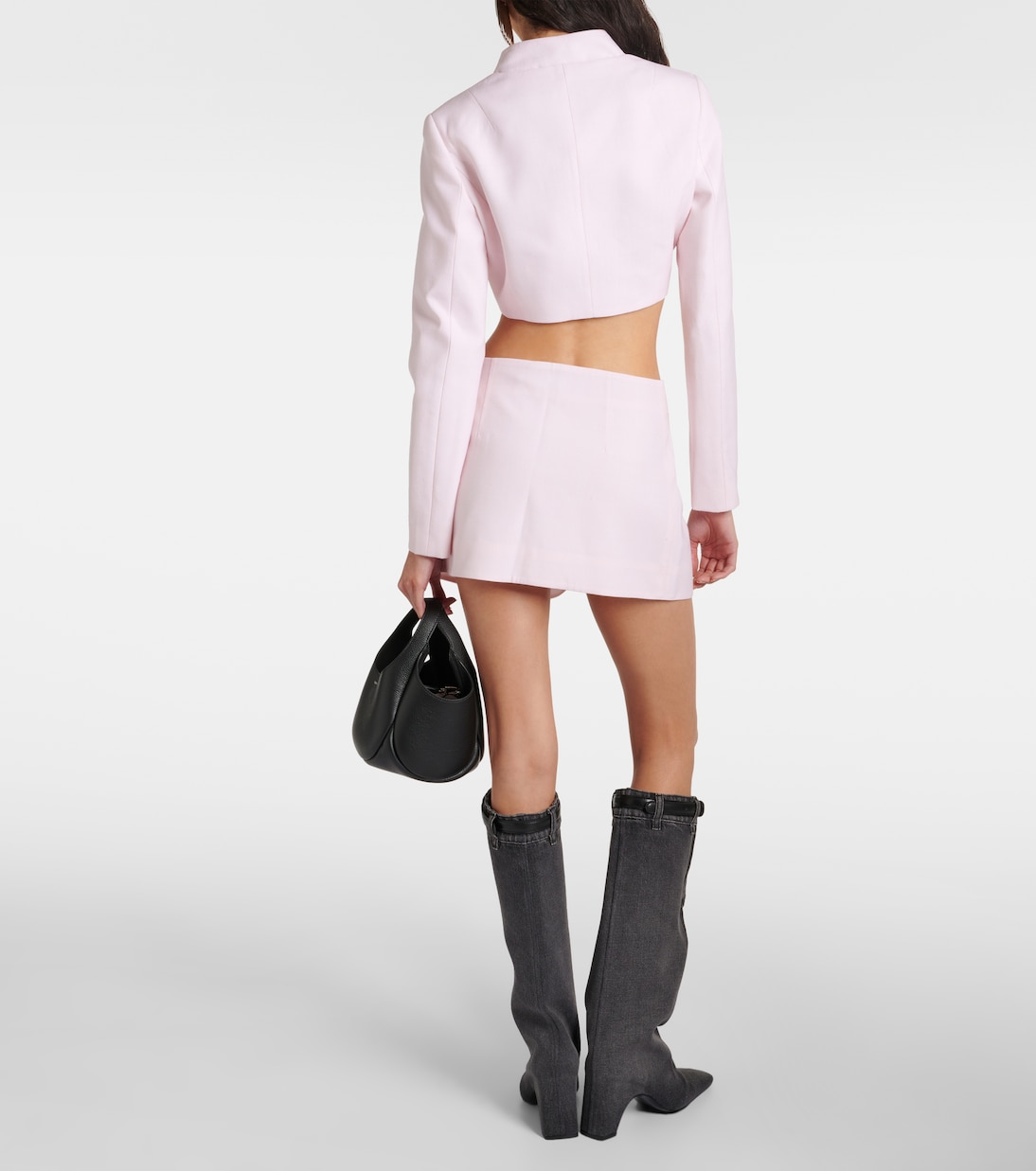 Giacca cropped Trompe L’Oeil in lana vergine  | Coperni