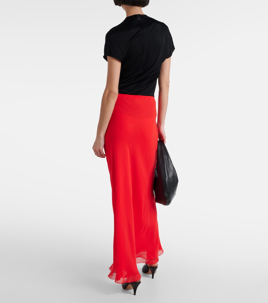 Mauva silk chiffon maxi skirt | Khaite