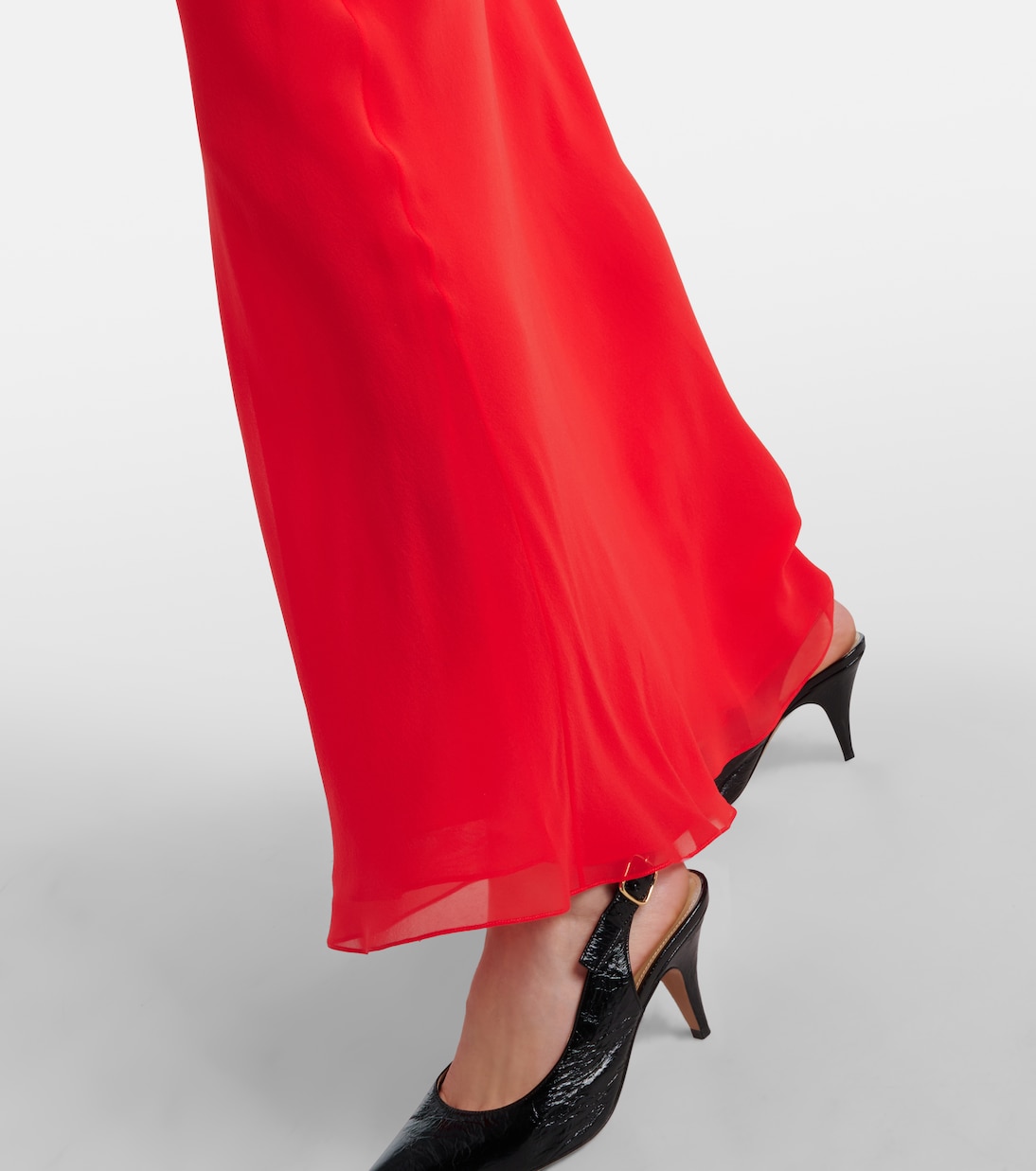 Mauva silk chiffon maxi skirt | Khaite