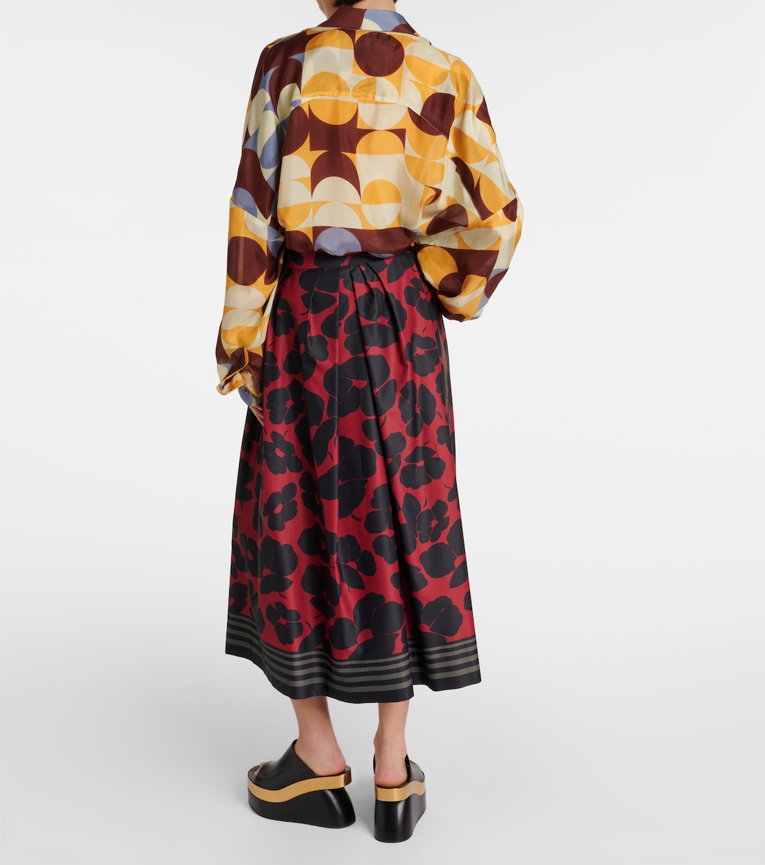 Printed satin midi skirt | Dries Van Noten