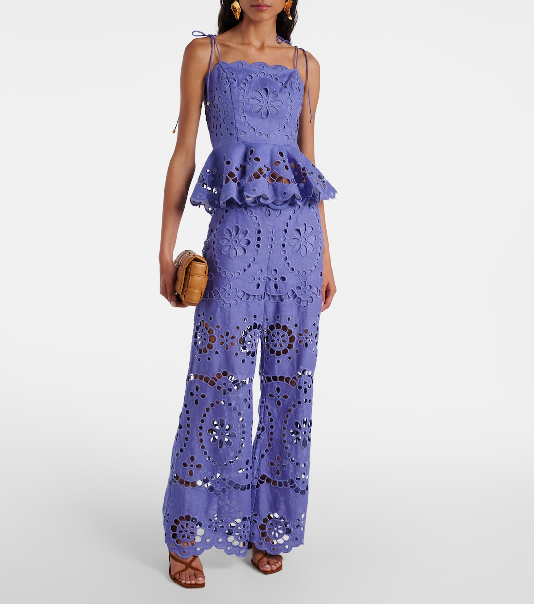 Pop embroidered linen cropped pants | Zimmermann