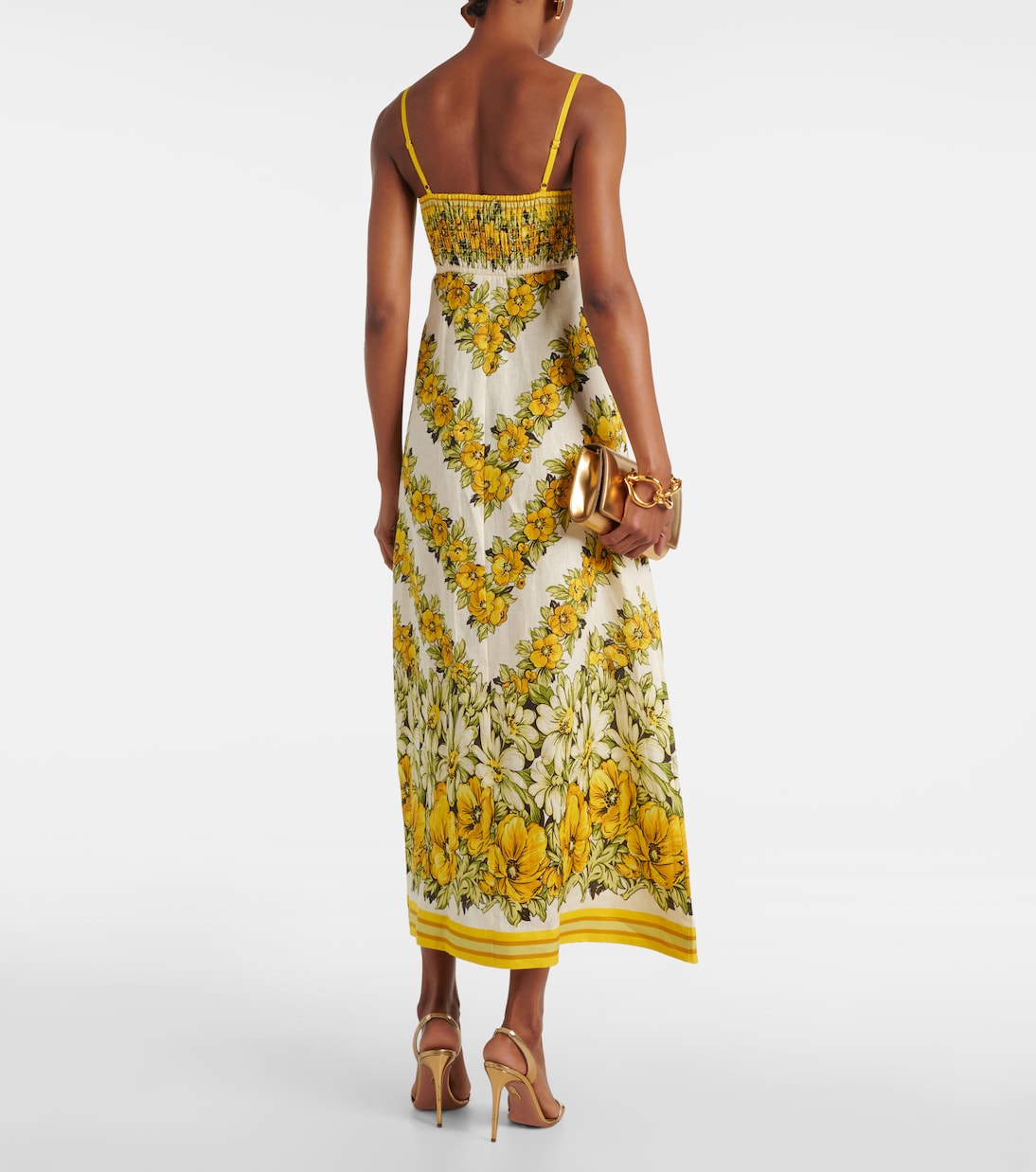 Vestido midi Gisela de lino floral | Alémais