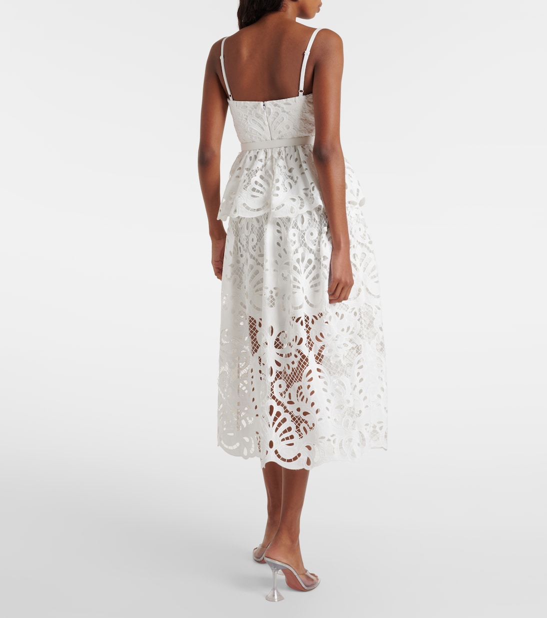 Robe midi en coton et dentelle | Self-Portrait