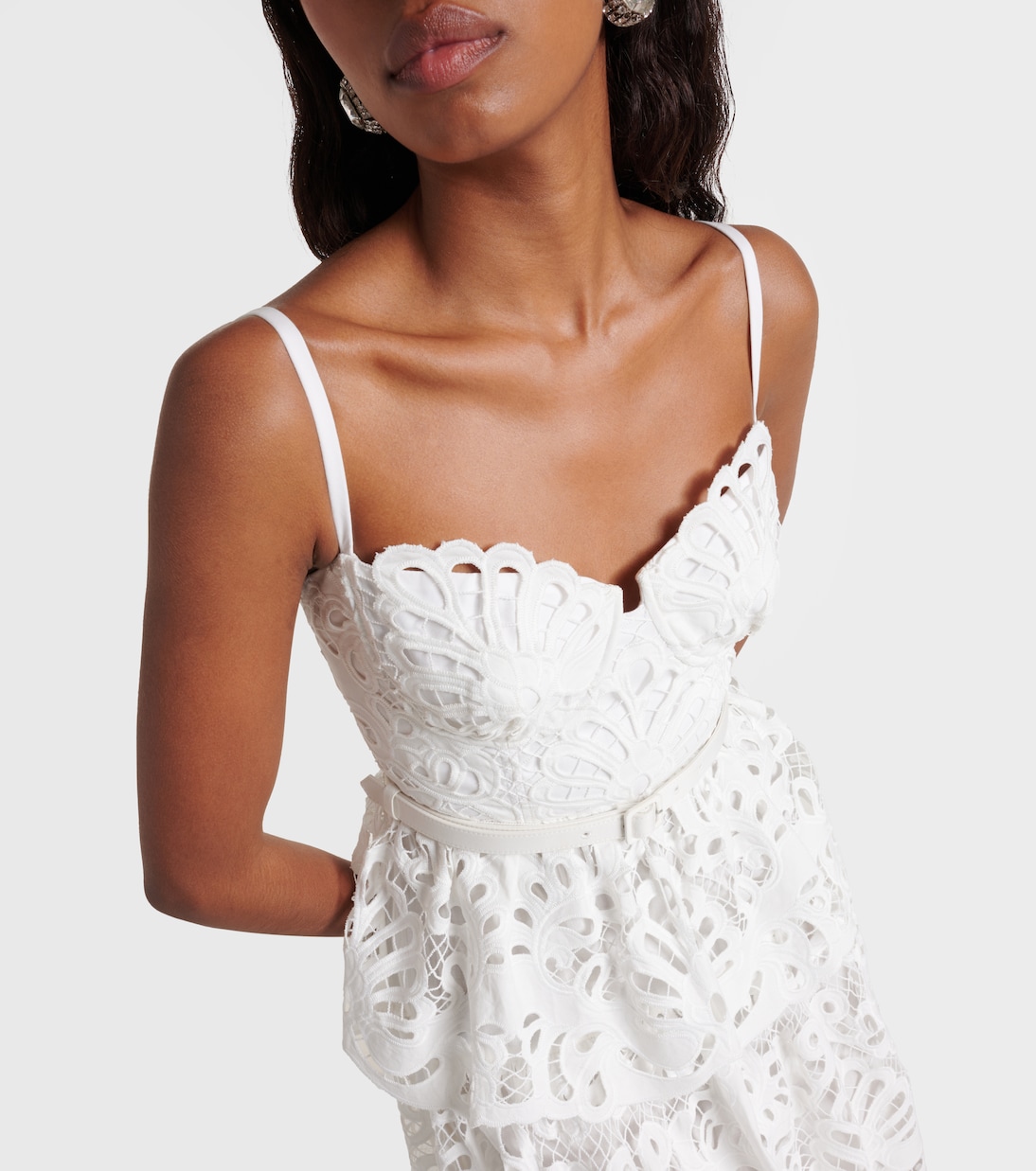 Robe midi en coton et dentelle | Self-Portrait