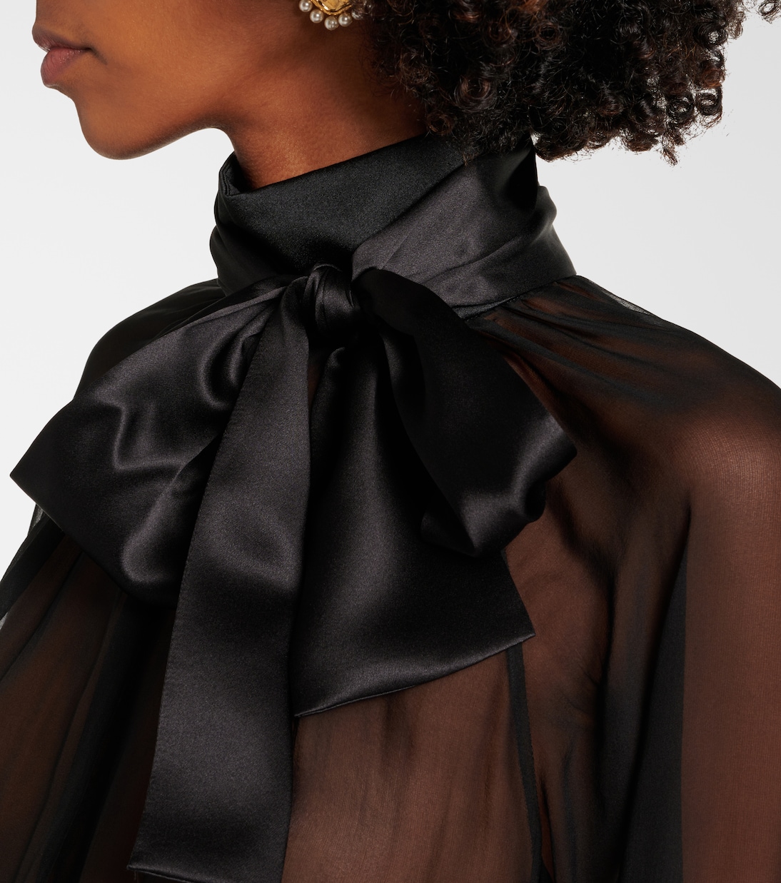 Blusa in chiffon di seta con fiocco | Dolce&Gabbana