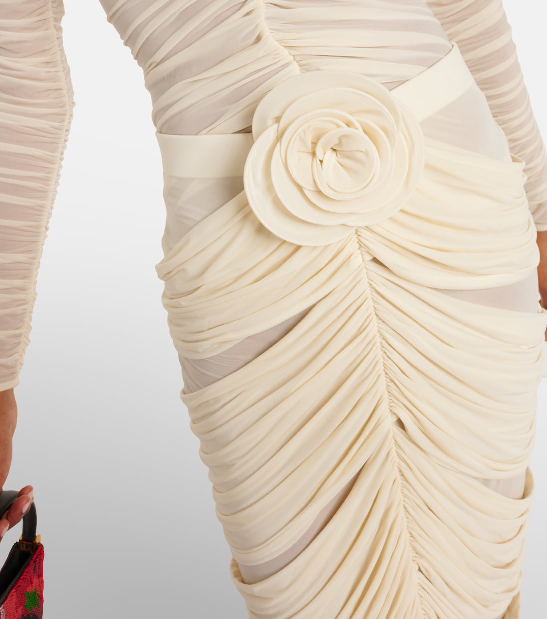 Falda midi fruncida con aplique floral | Magda Butrym