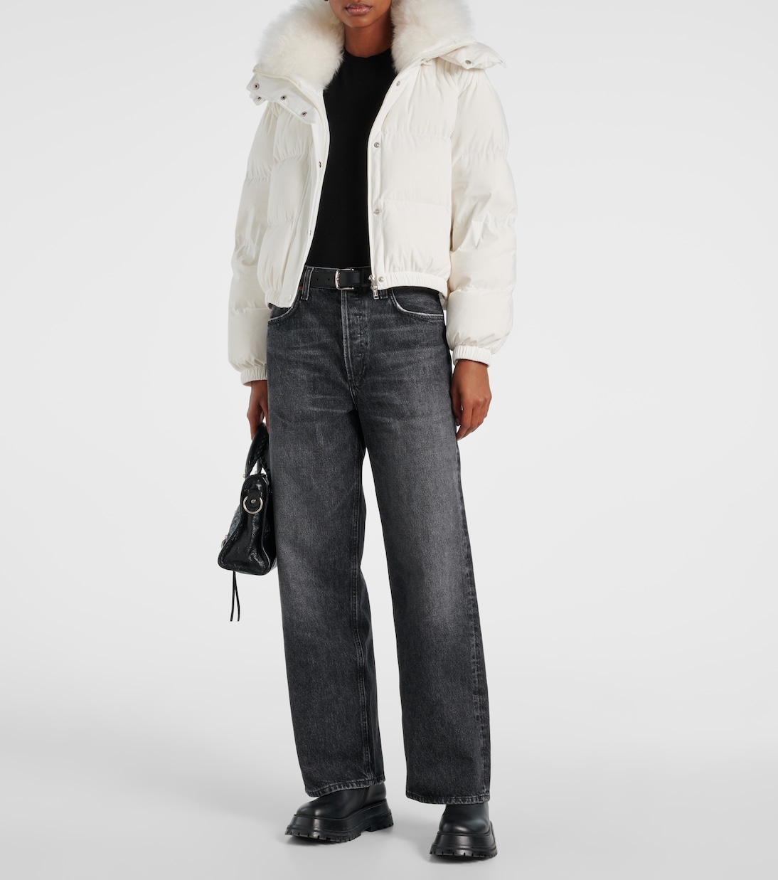 Quilted down jacket in white Yves Salomon Mytheresa