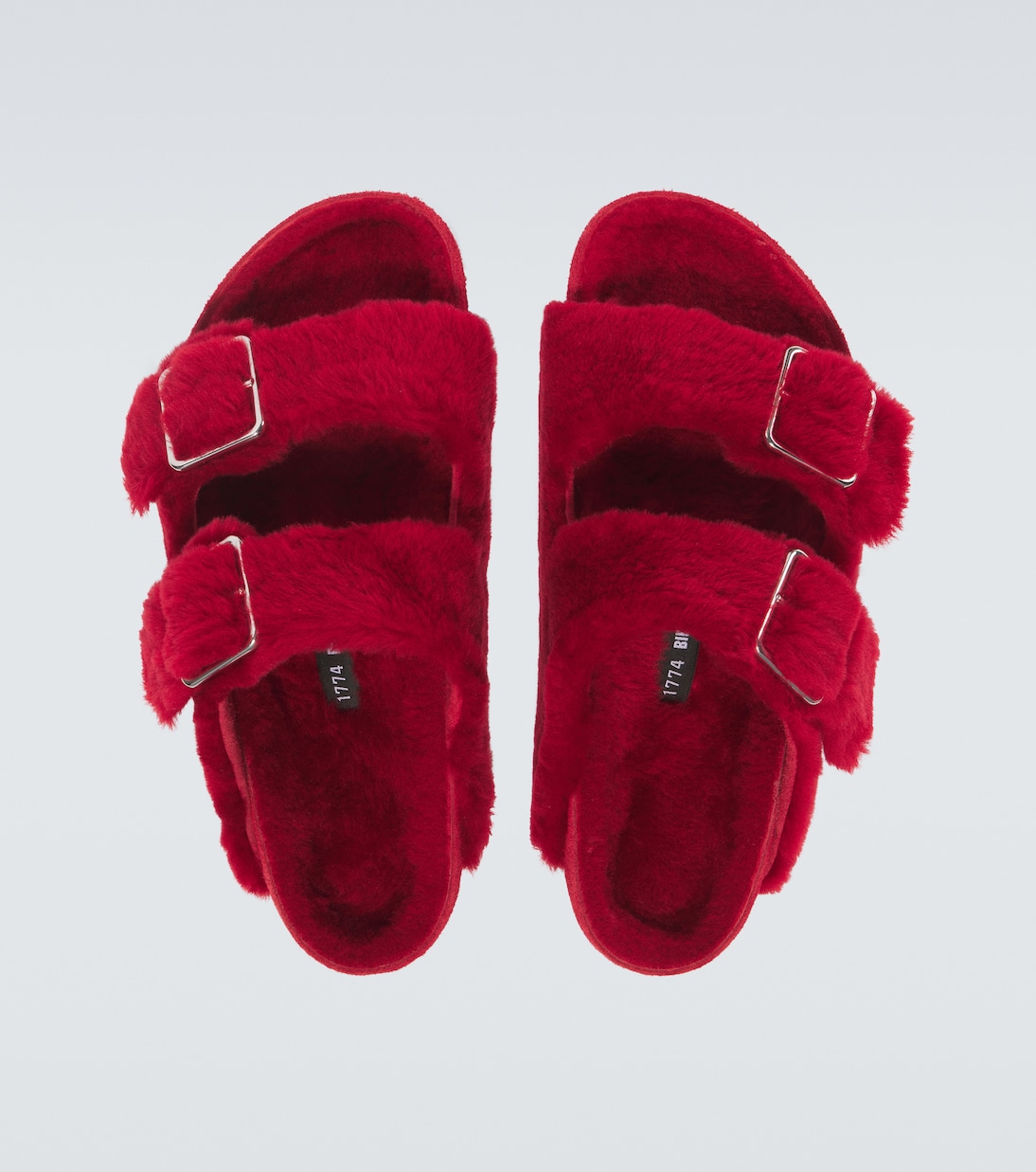 Sandalen Arizona 1774 aus Shearling in Rot Birkenstock 1774 Mytheresa
