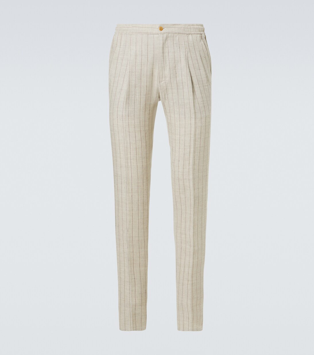 Pinstripe wool and linen straight pants | Rubinacci