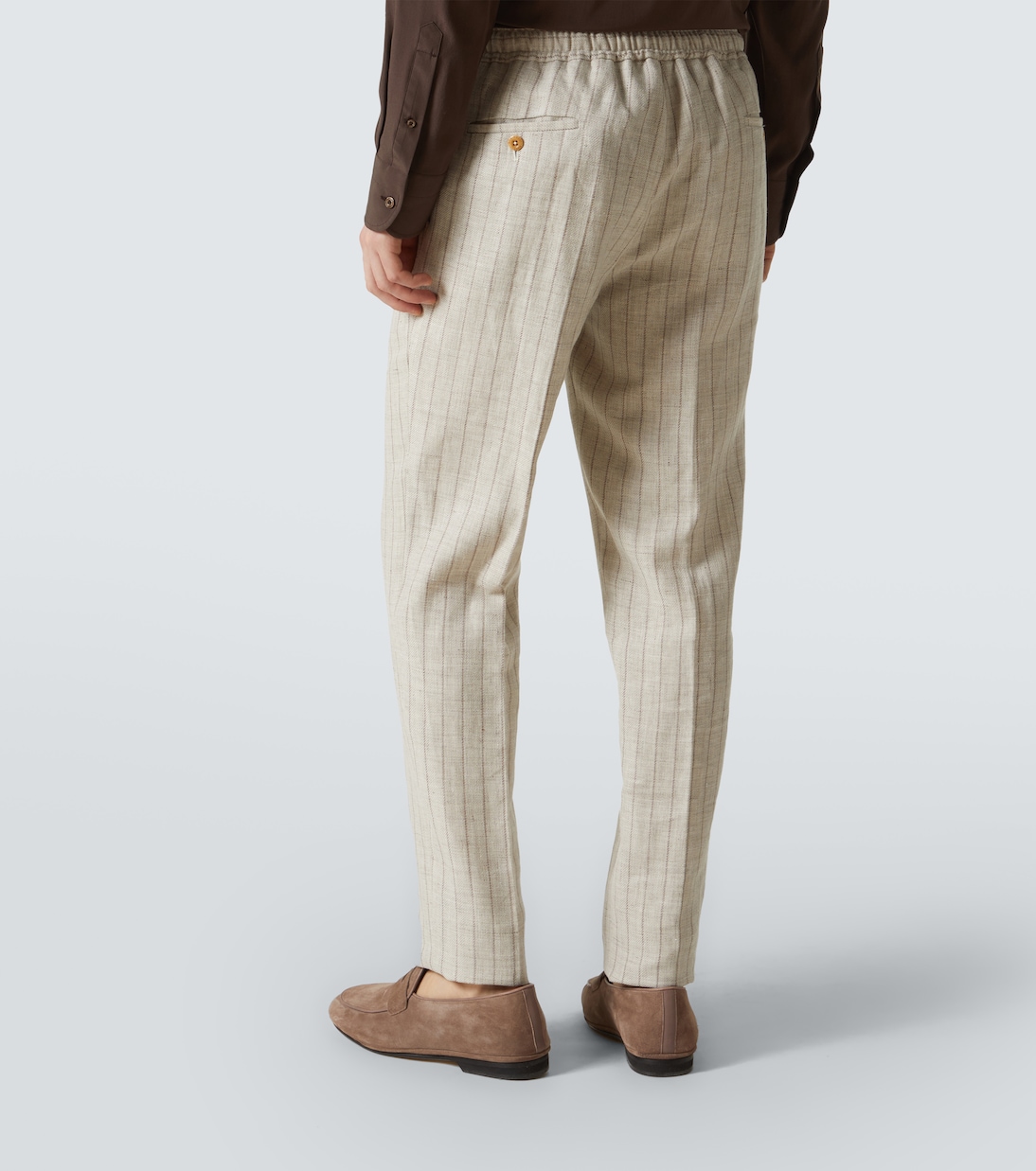 Pinstripe wool and linen straight pants | Rubinacci