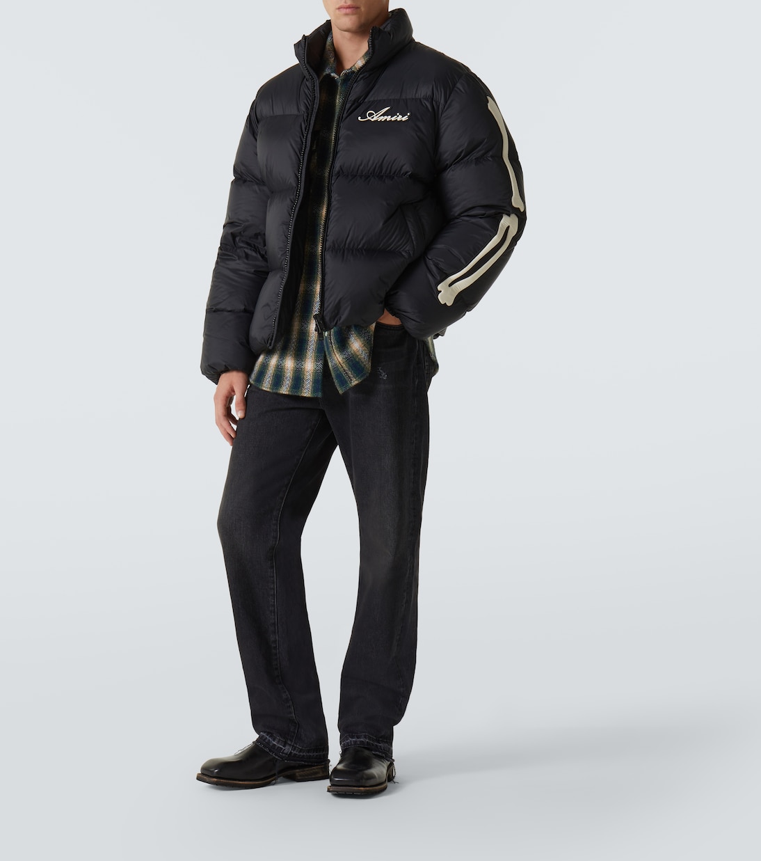 Bones logo patch-appliqué down jacket | Amiri