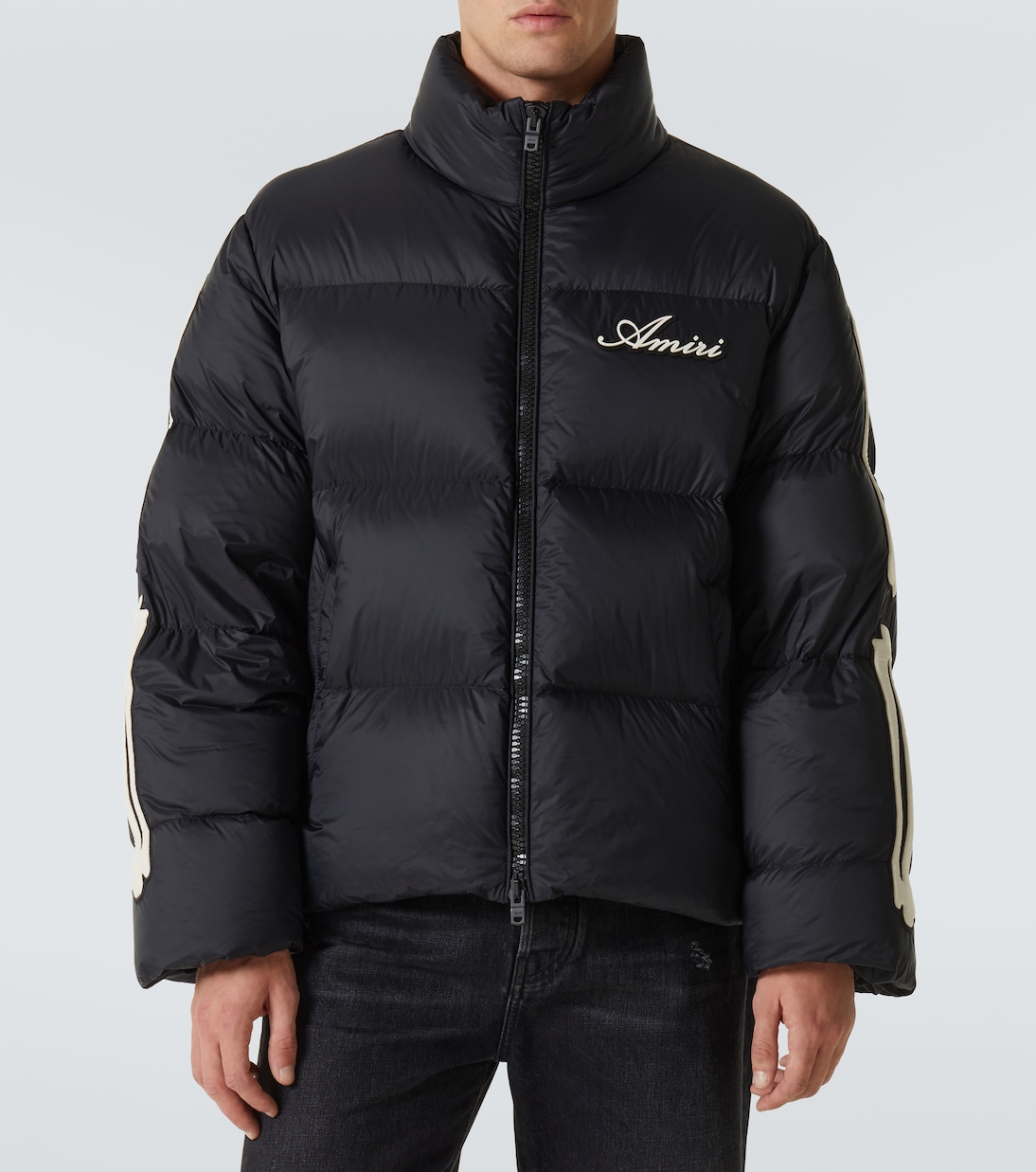 Bones logo patch-appliqué down jacket | Amiri