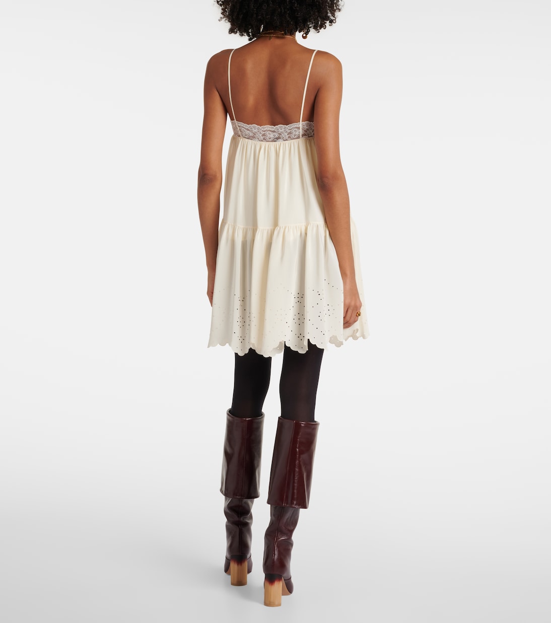 Lace-trimmed silk minidress | Chloé