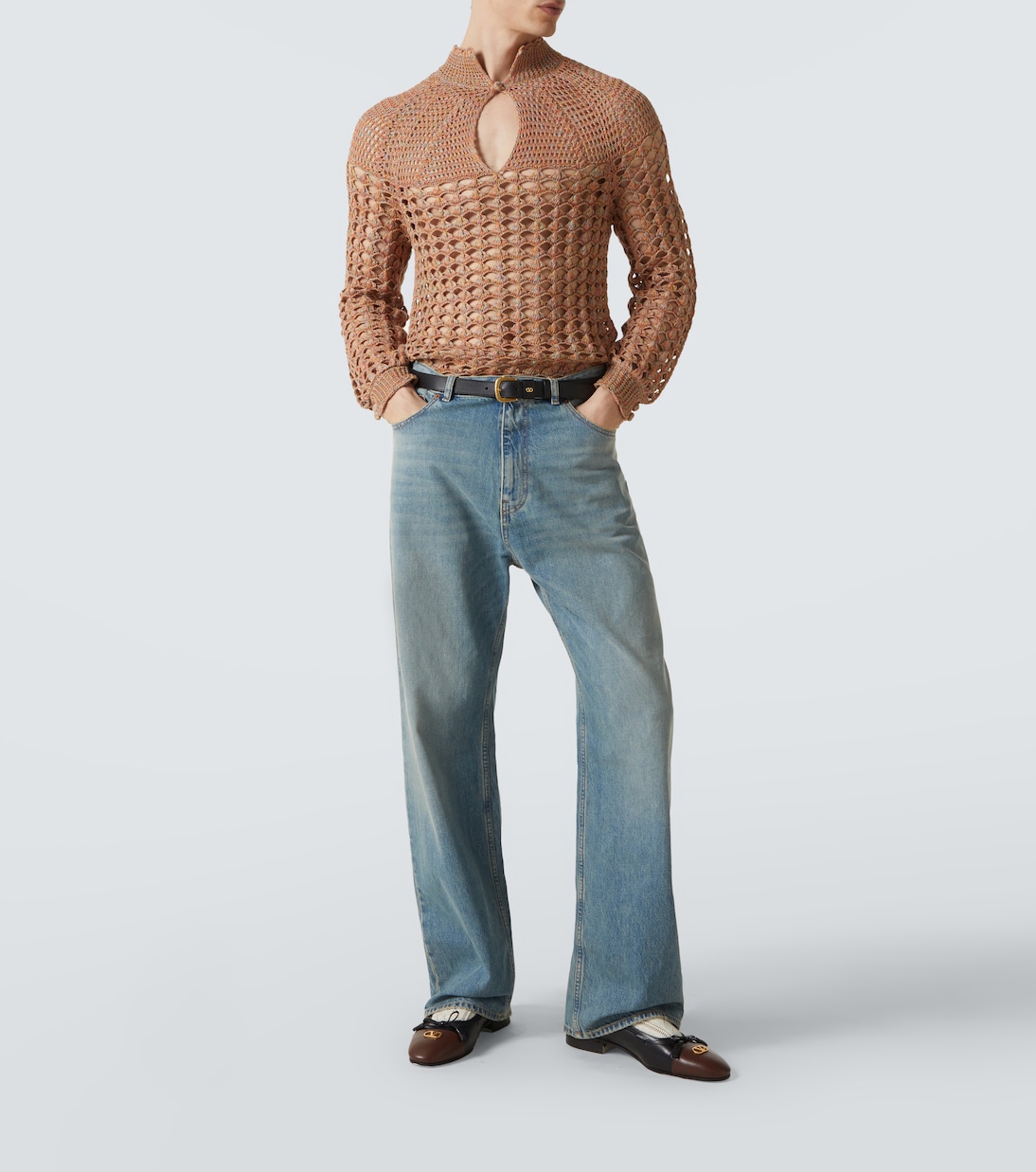 Jeans a gamba larga e vita alta | Valentino