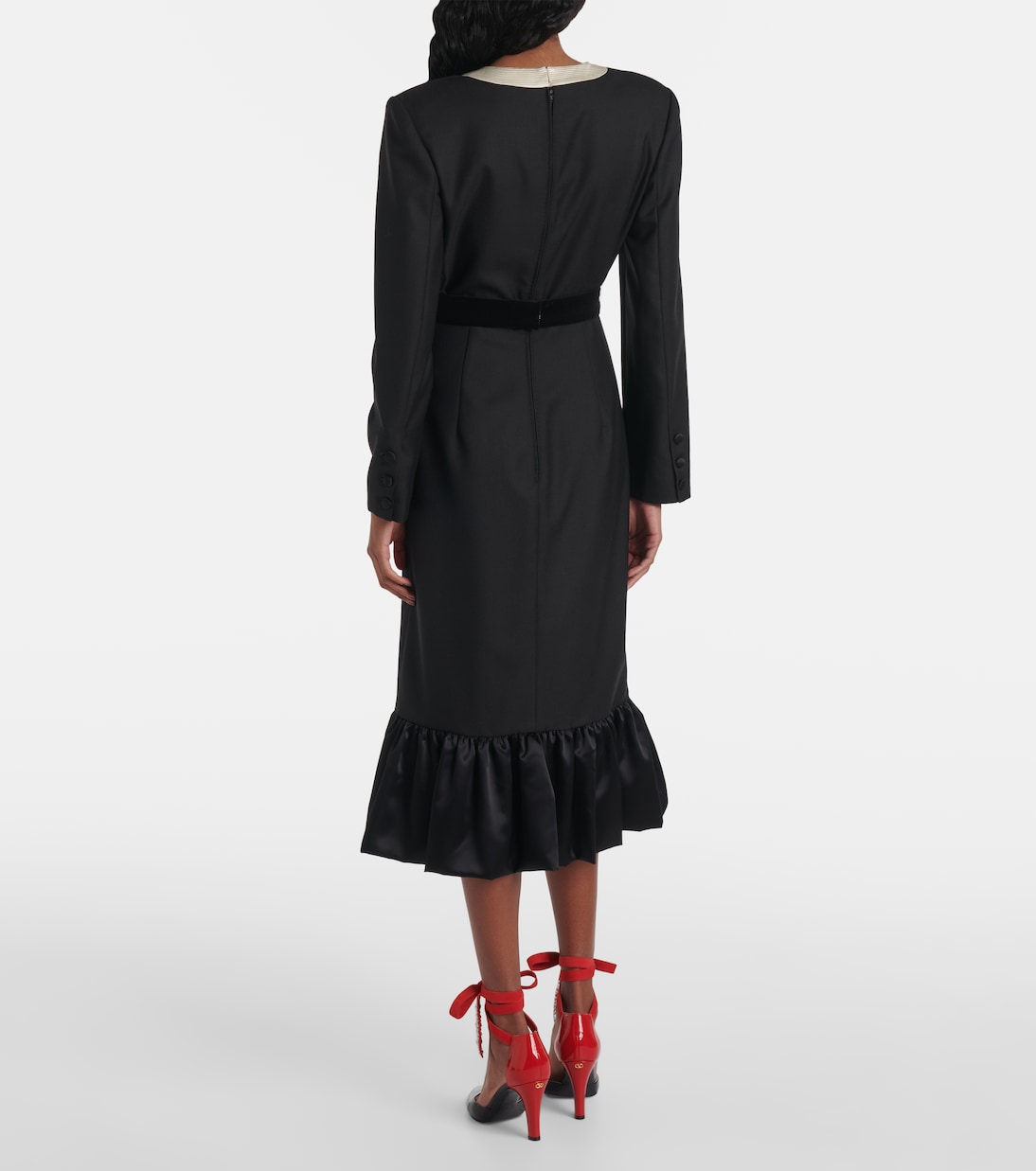 Robe midi en laine vierge à nœuds | Valentino