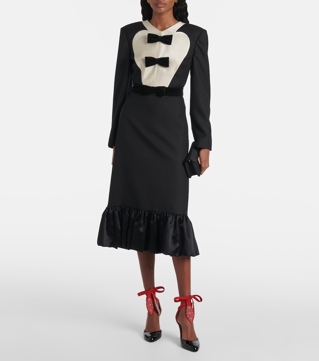 Robe midi en laine vierge à nœuds | Valentino