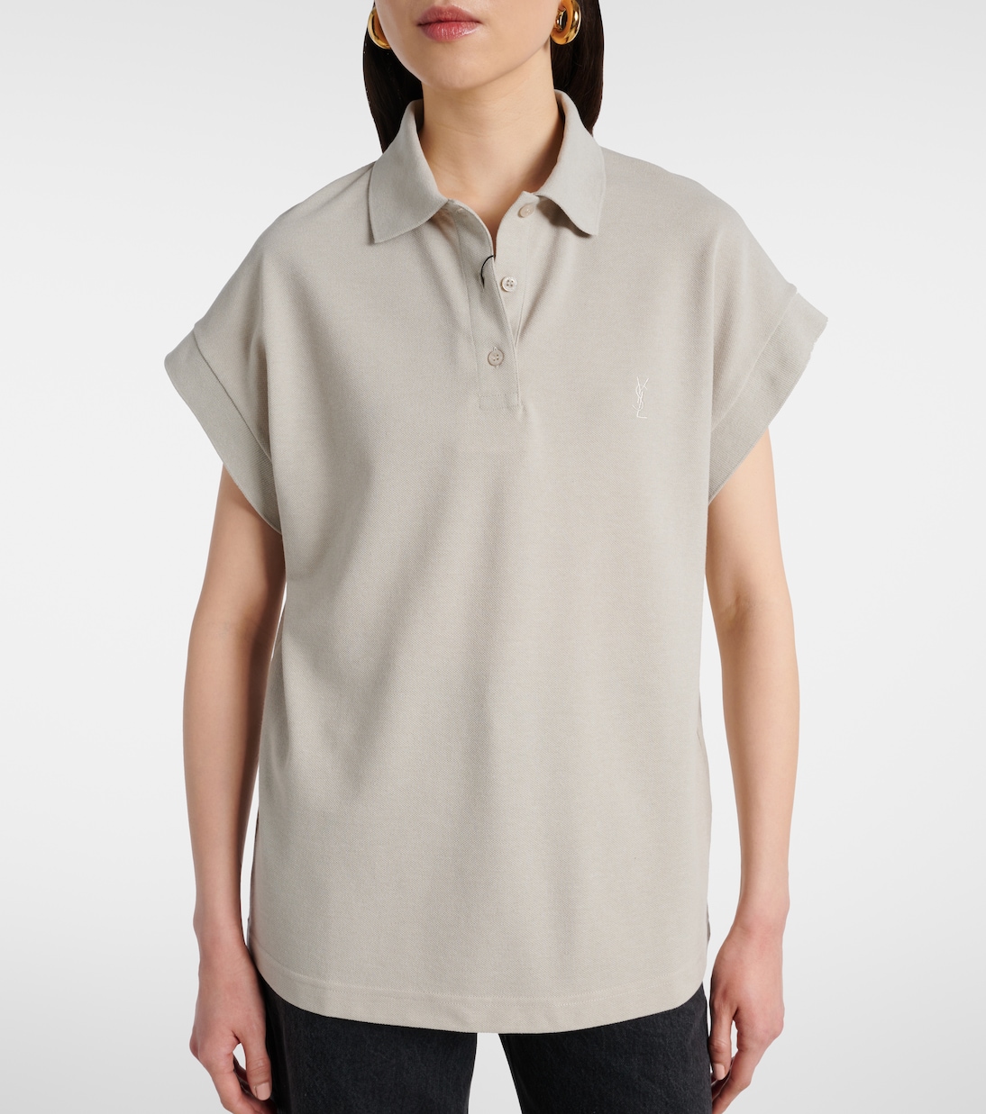 Polo Cassandre in piqué di misto cotone | Saint Laurent