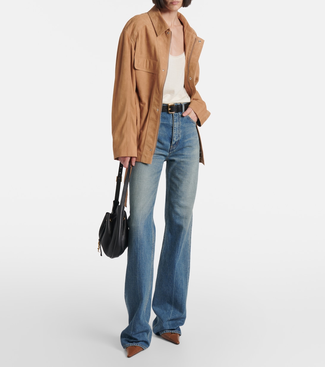 Giacca Zakary in suede con cintura | Nour Hammour