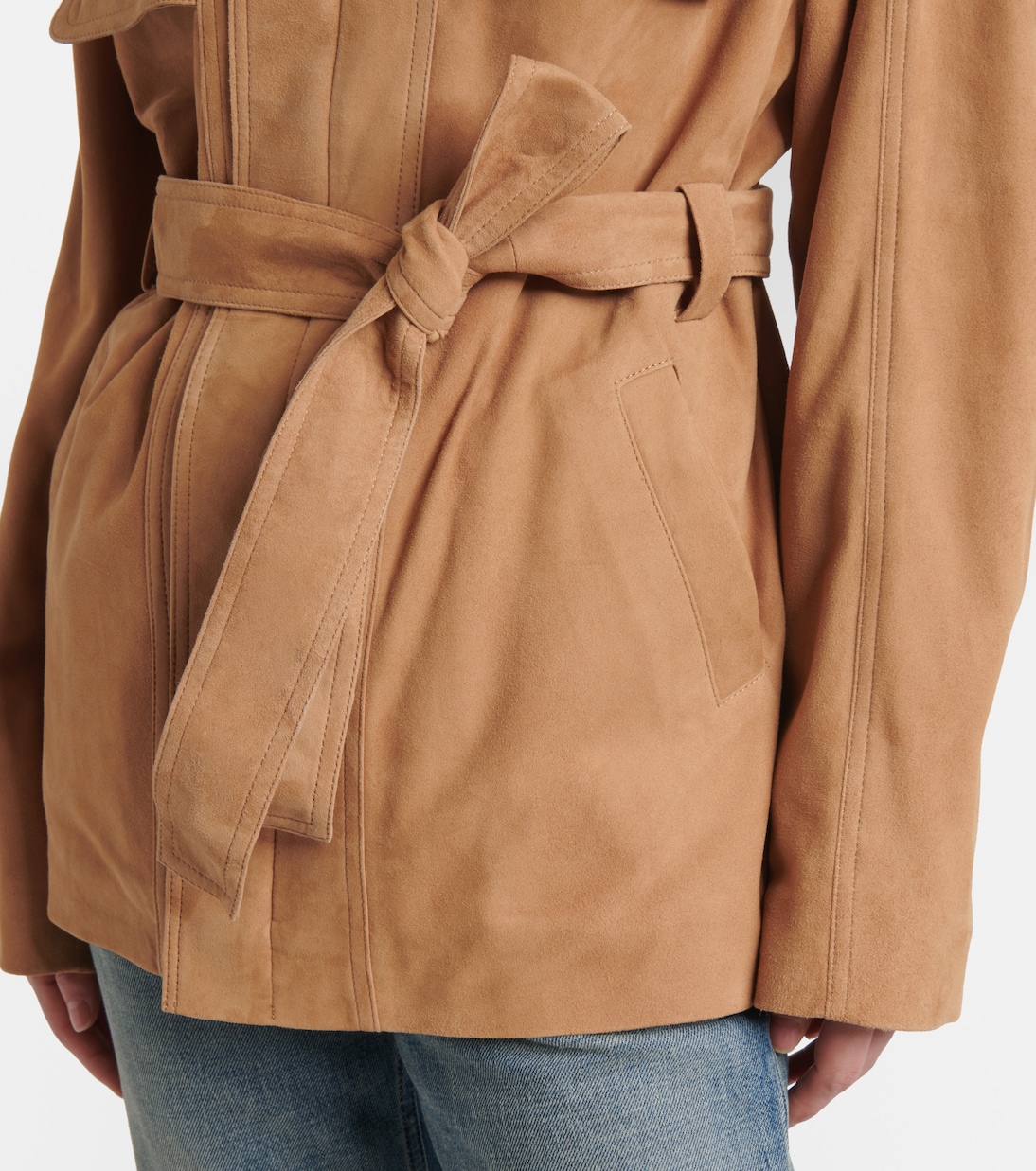 Giacca Zakary in suede con cintura | Nour Hammour