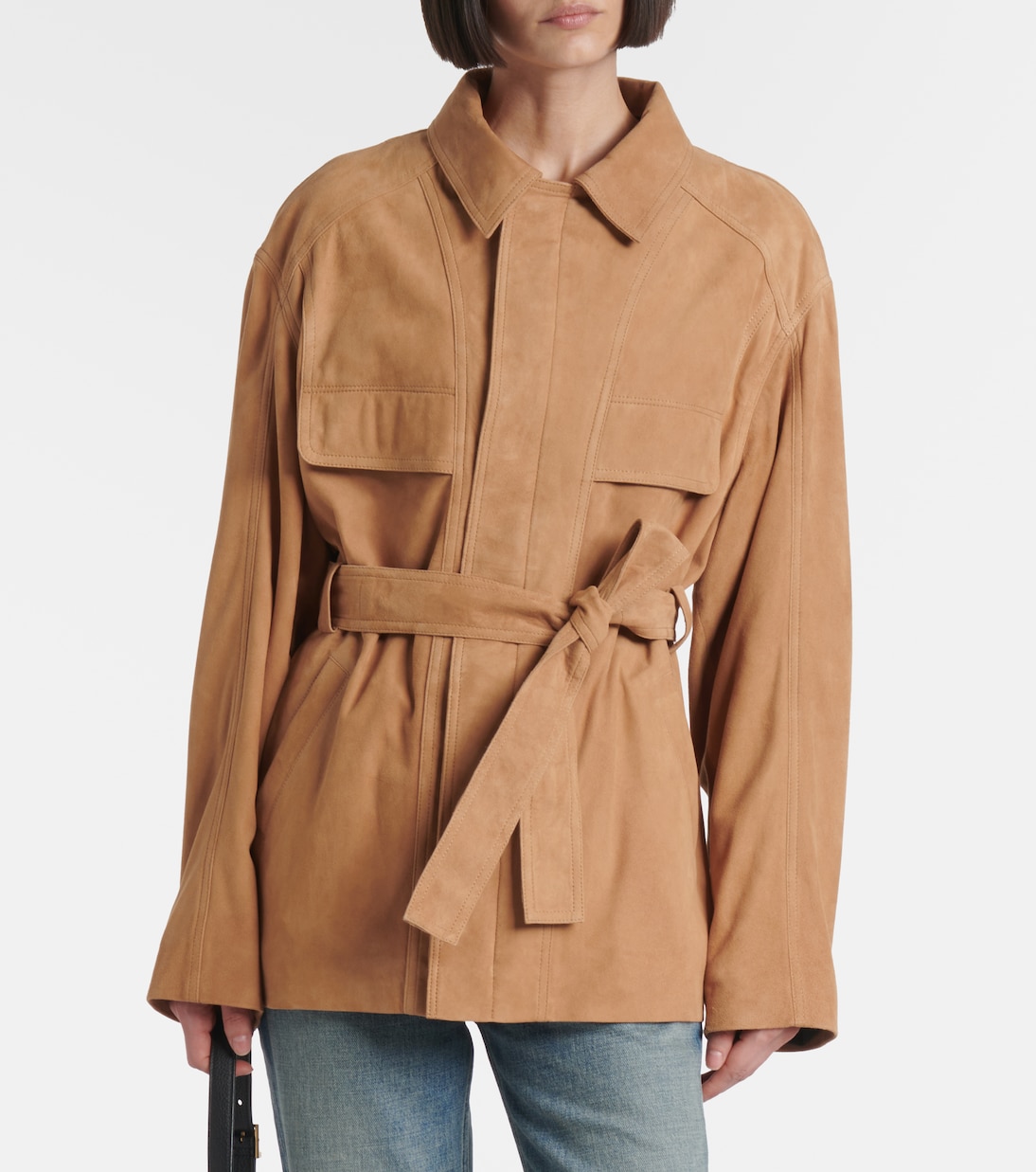 Giacca Zakary in suede con cintura | Nour Hammour