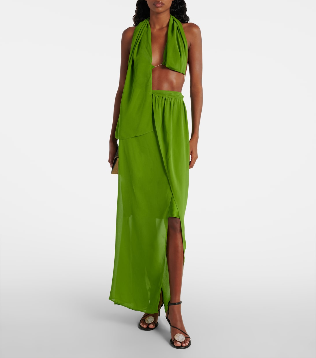 Chain-detail silk georgette wrap skirt | Christopher Esber