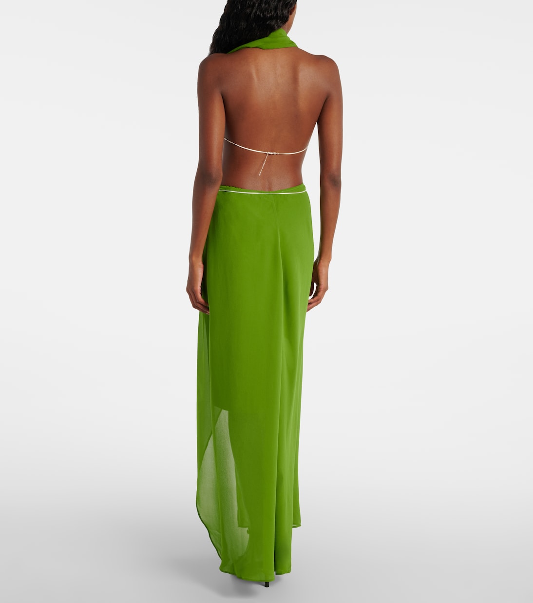 Chain-detail silk georgette wrap skirt | Christopher Esber