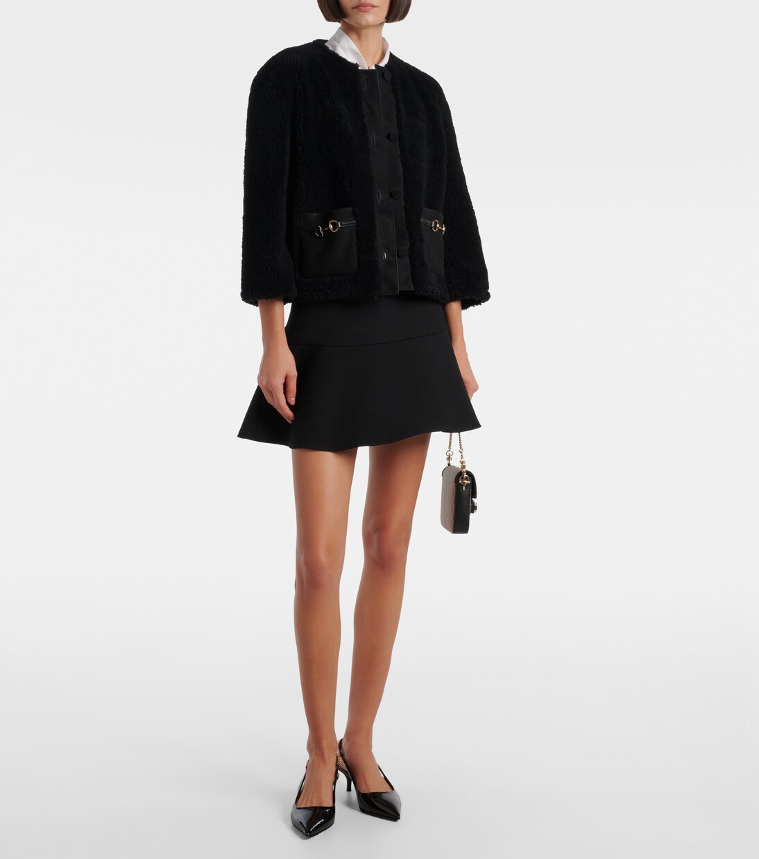 Cropped-Jacke Horsebit aus Shearling | Gucci