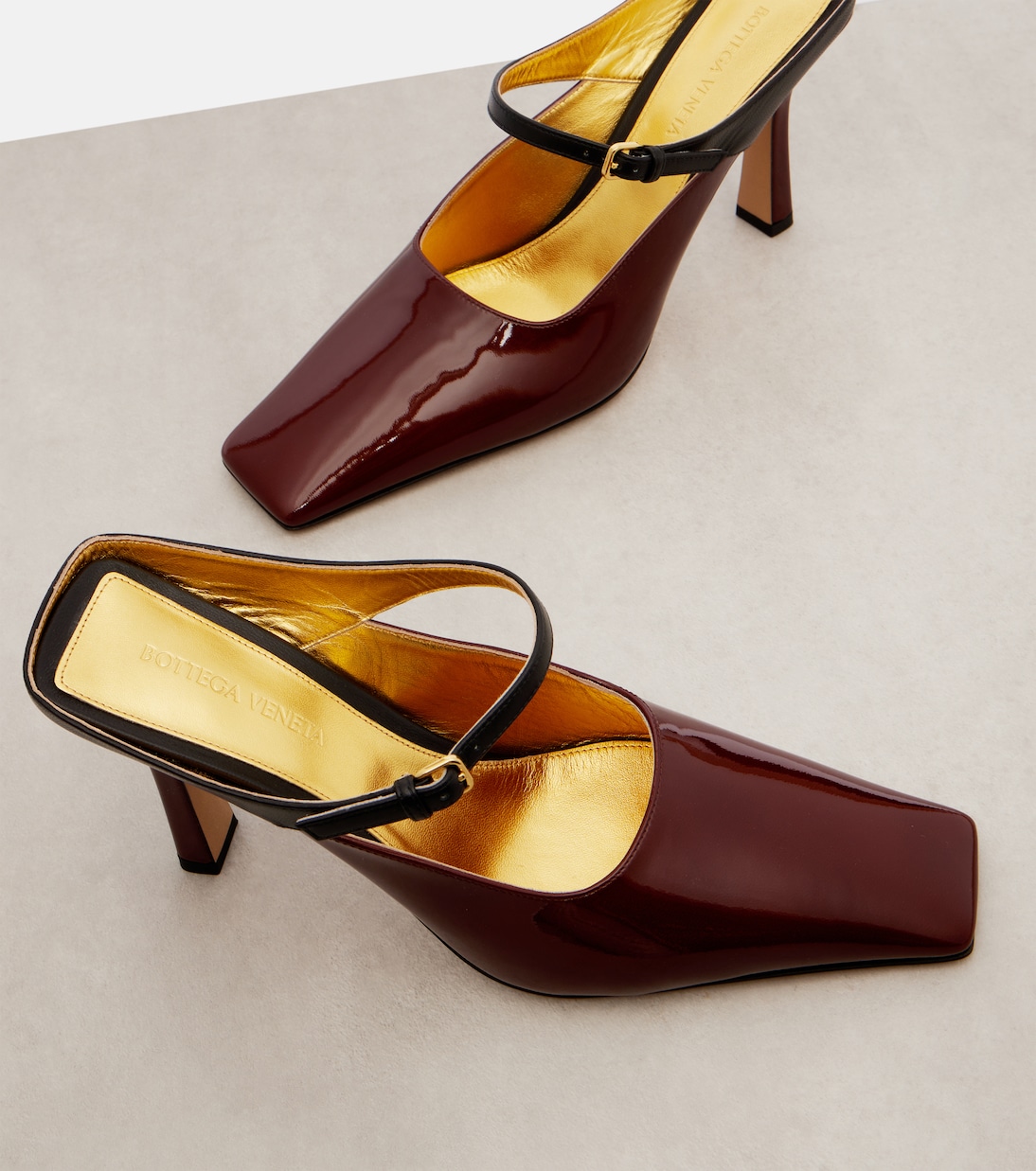 Strappy 95 patent leather Mary Jane pumps | Bottega Veneta