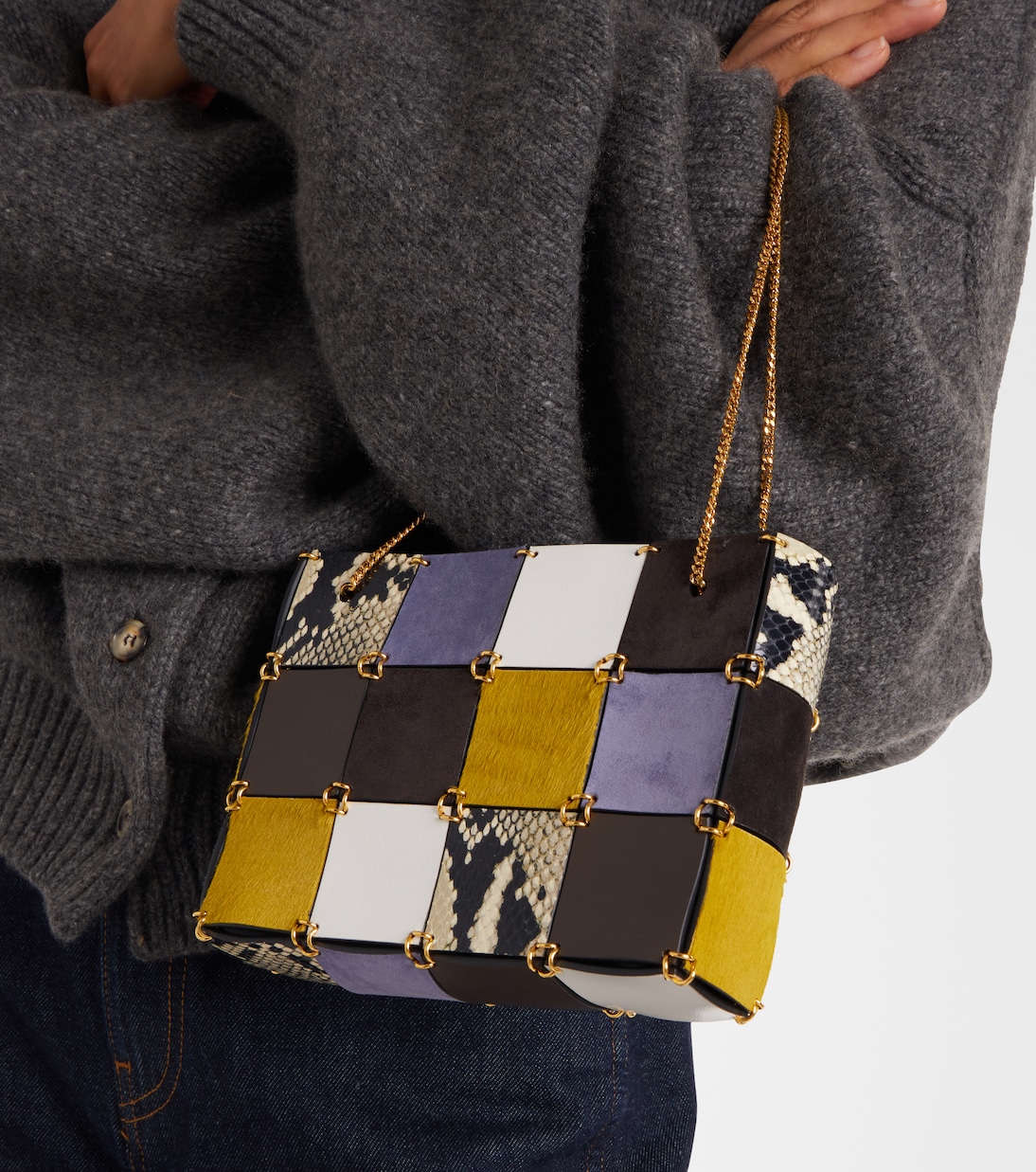 Emma Small patchwork leather tote bag | Khaite
