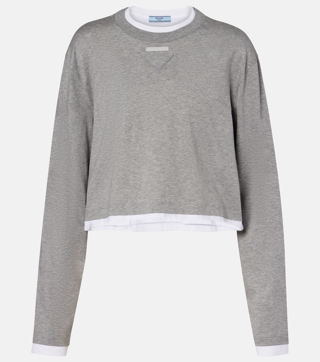 Camiseta cropped de jersey de algodón | Prada