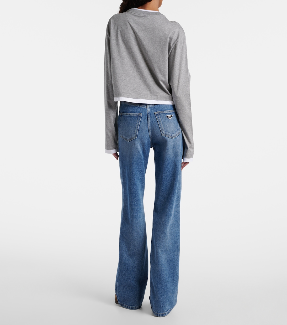 Camiseta cropped de jersey de algodón | Prada