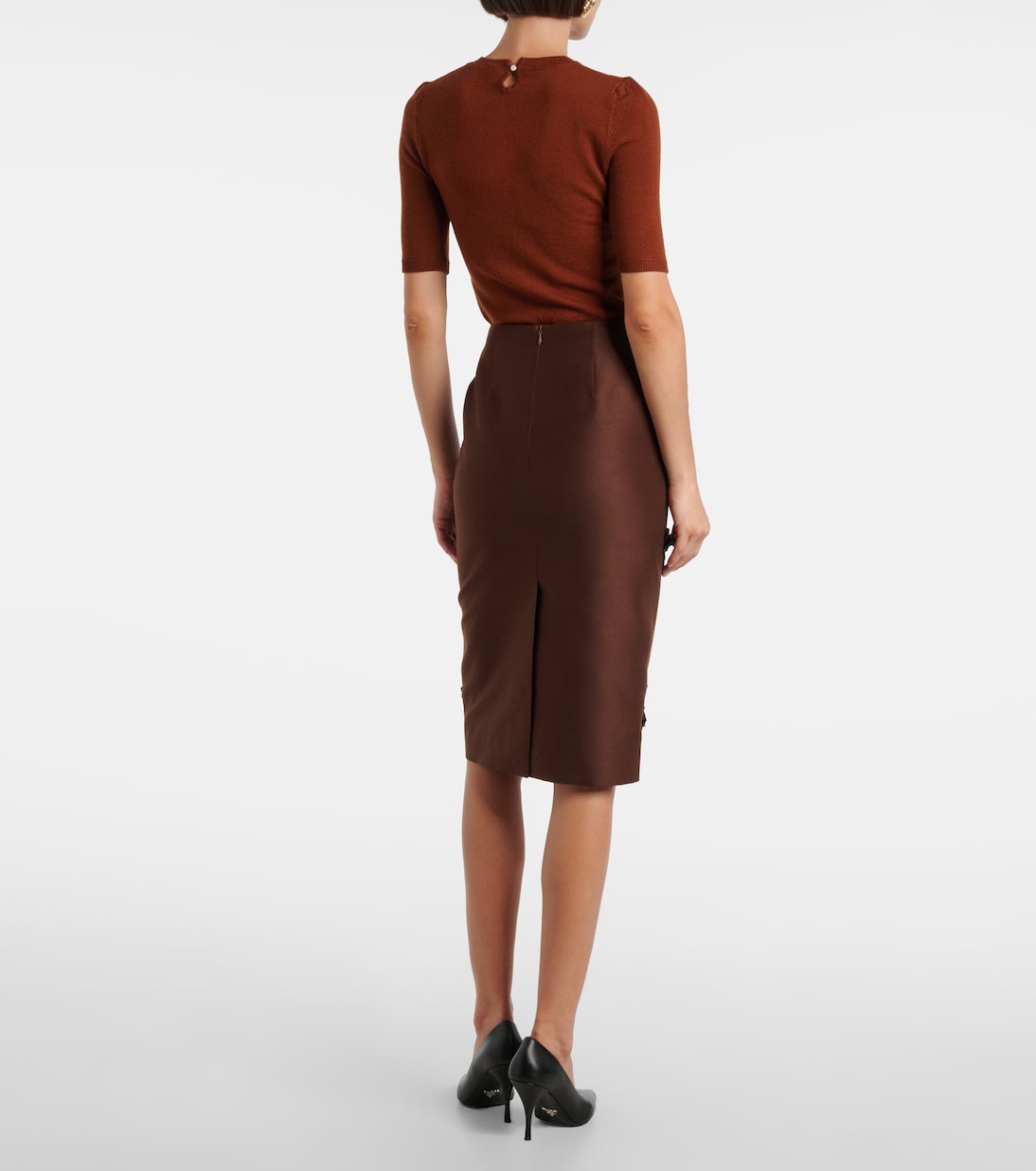 Floral-appliqué midi skirt | Shushu/Tong