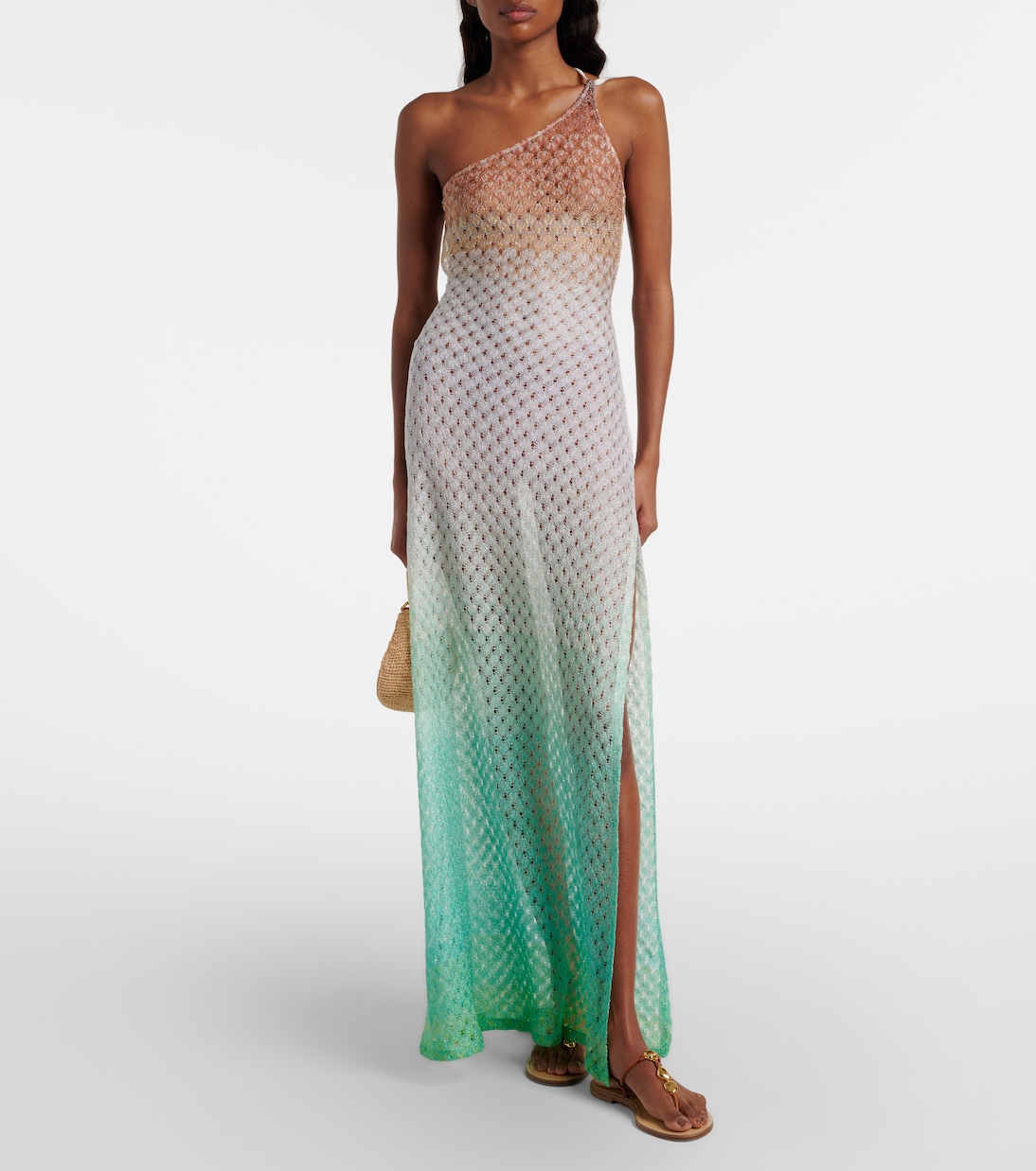 One-Shoulder-Maxikleid aus Häkelstrick | Missoni