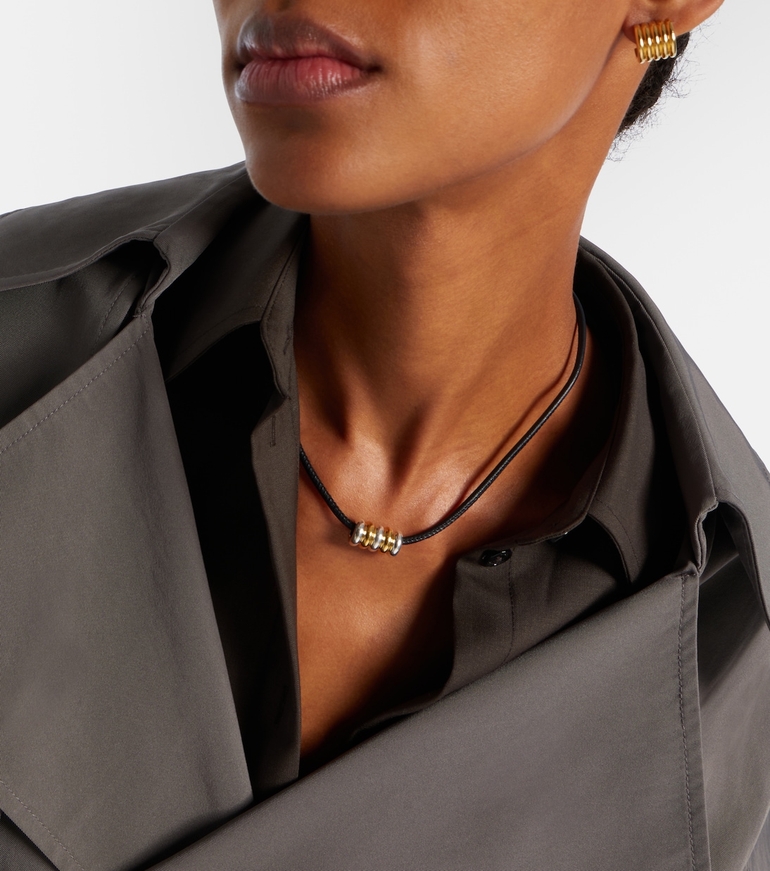 Hollyhock leather and sterling silver necklace | Déhanche