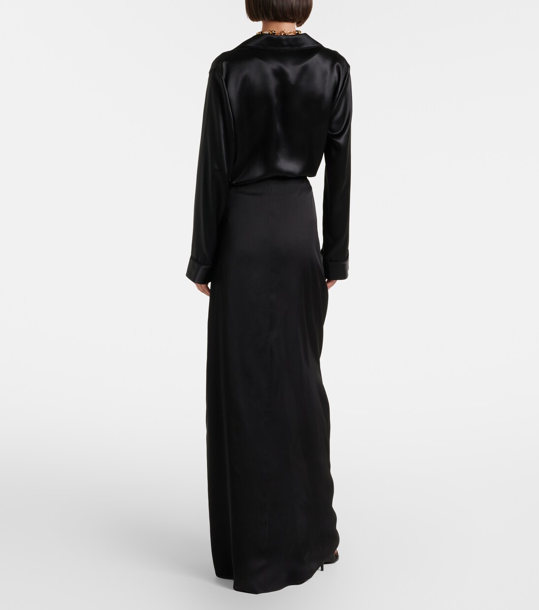 Bow-detail silk charmeuse maxi skirt | Saint Laurent