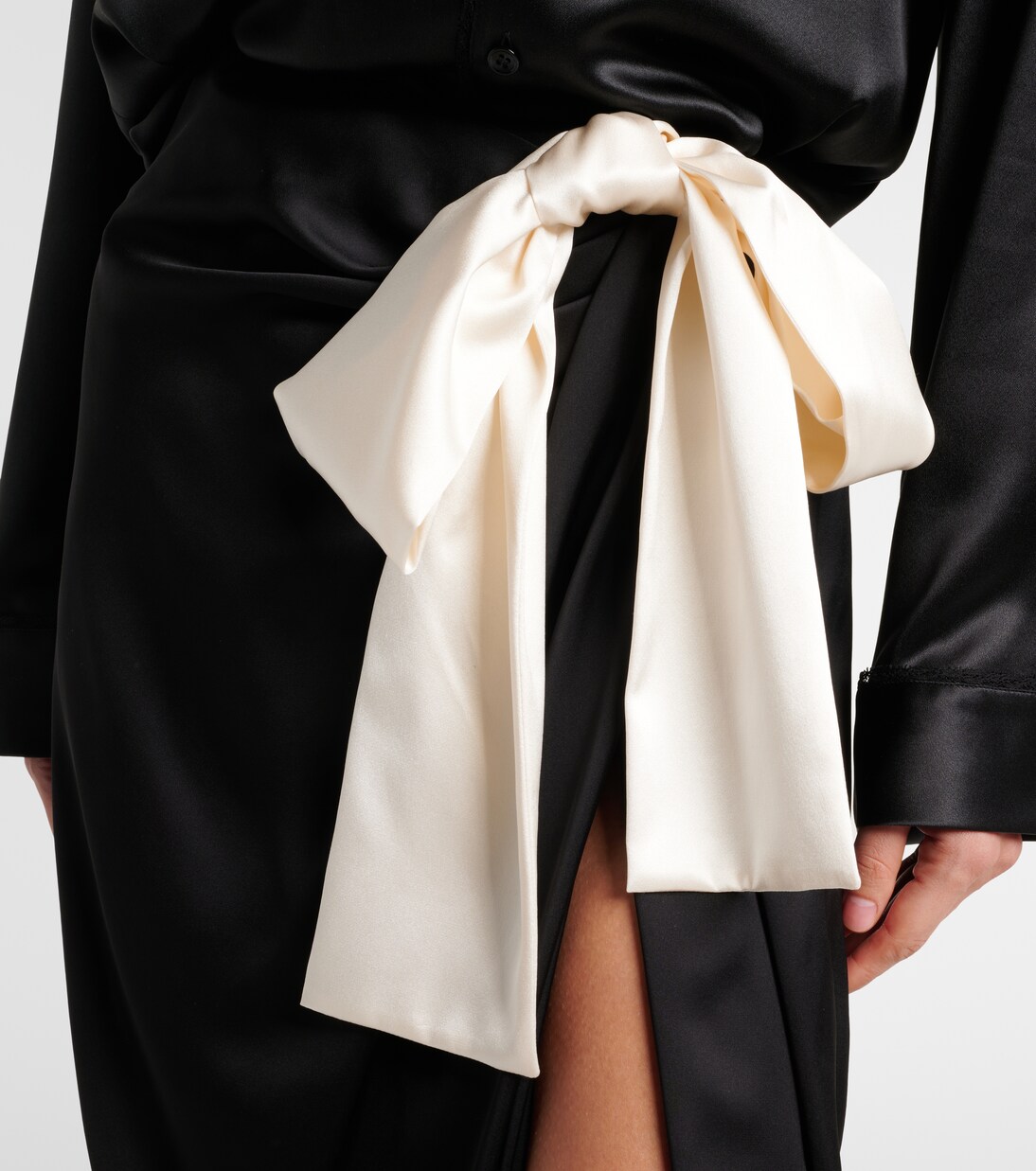 Bow-detail silk charmeuse maxi skirt | Saint Laurent