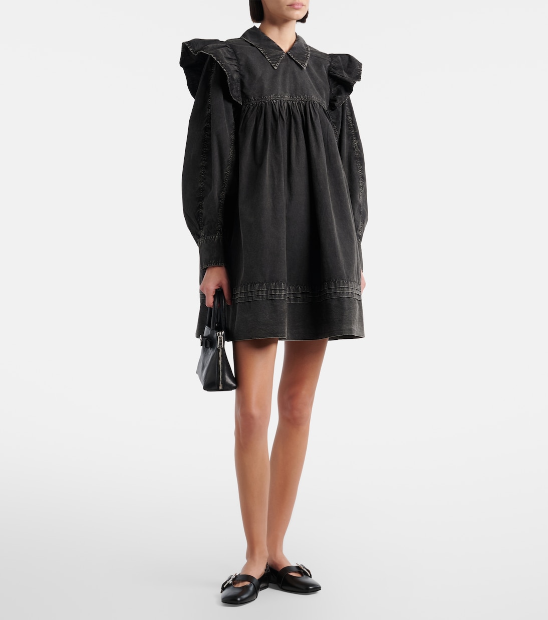Ruffled cotton minidress | Ganni