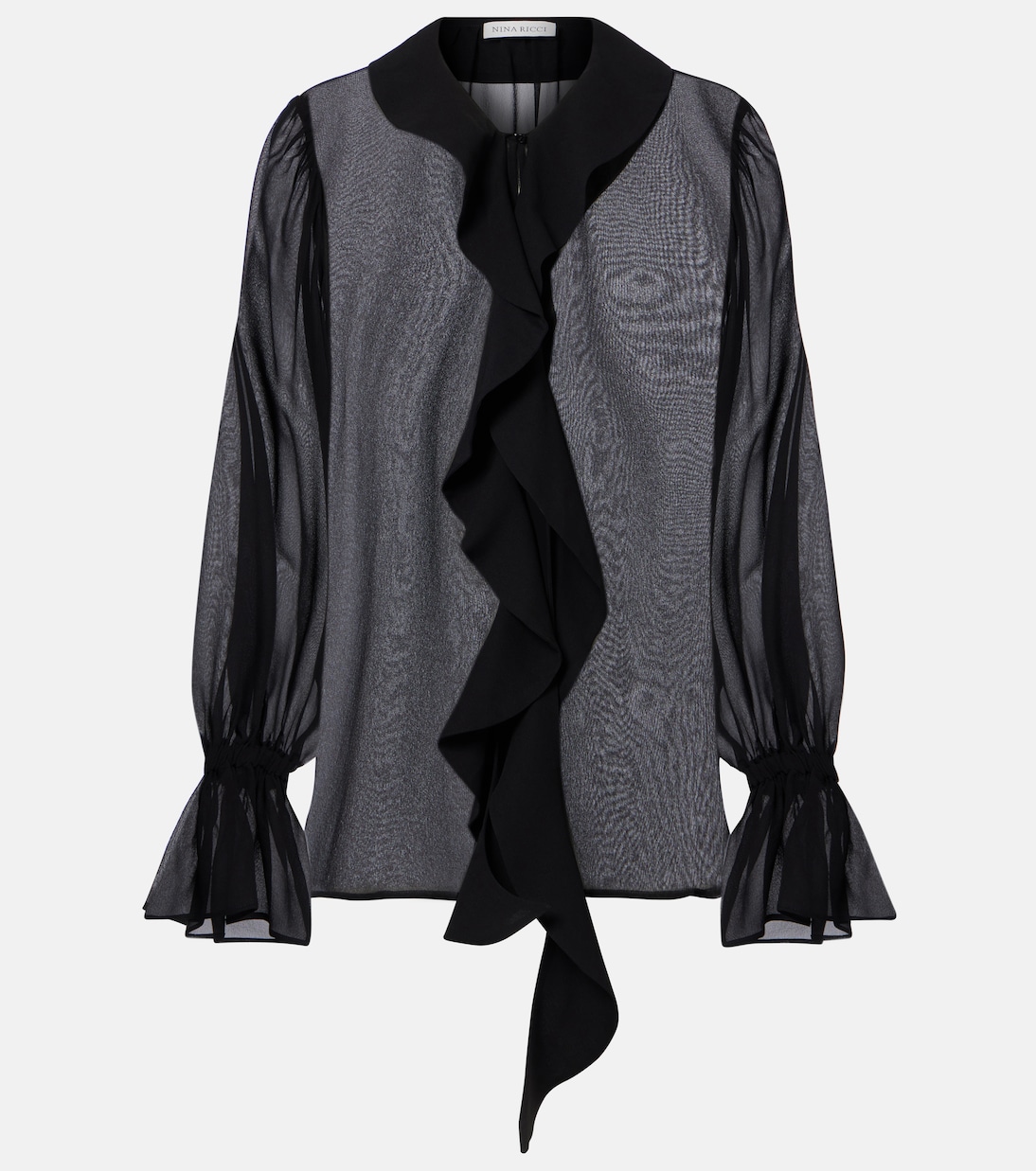 Ruffled sheer silk blouse | Nina Ricci