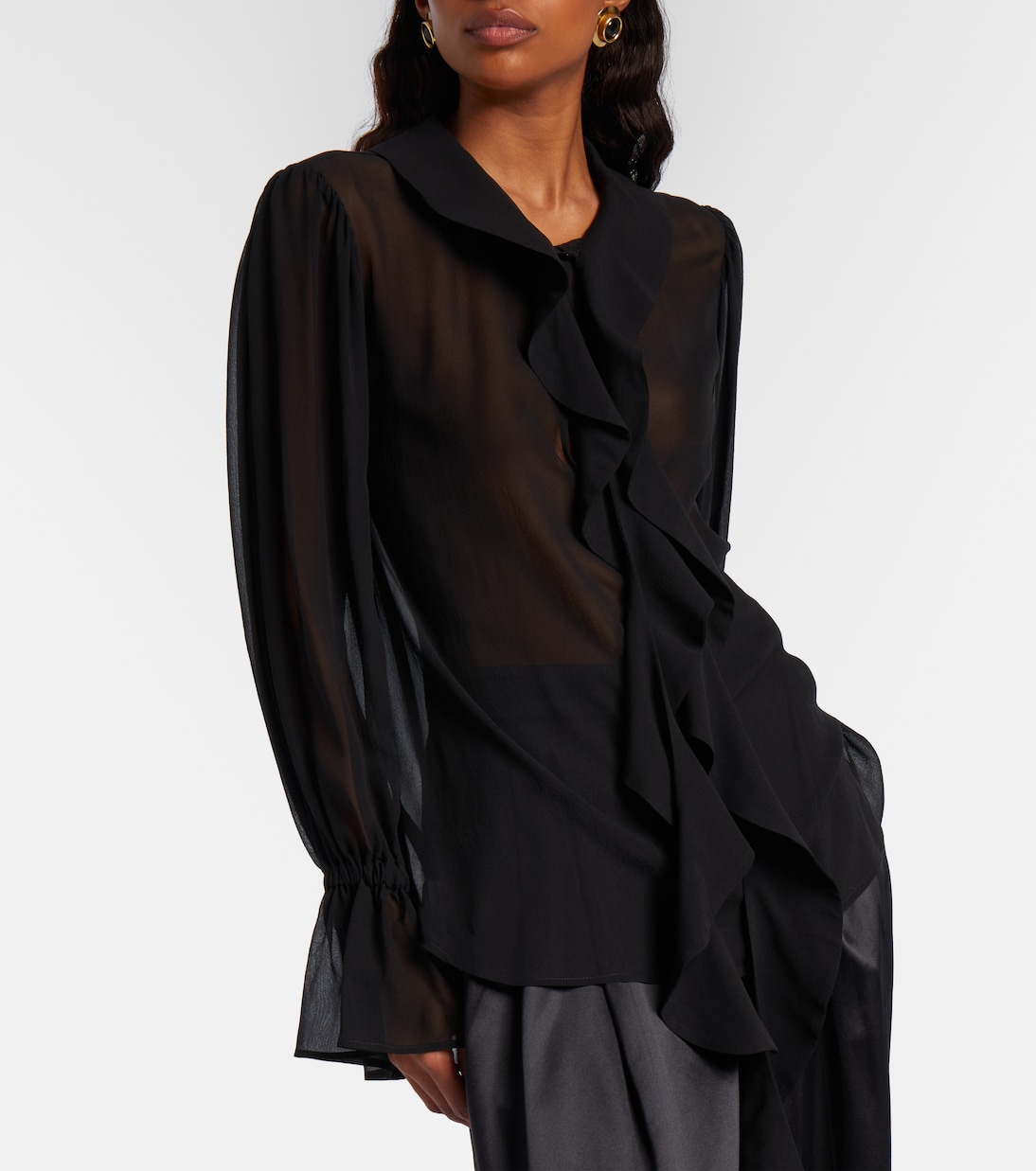 Ruffled sheer silk blouse | Nina Ricci