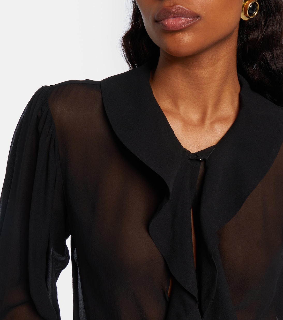 Ruffled sheer silk blouse | Nina Ricci
