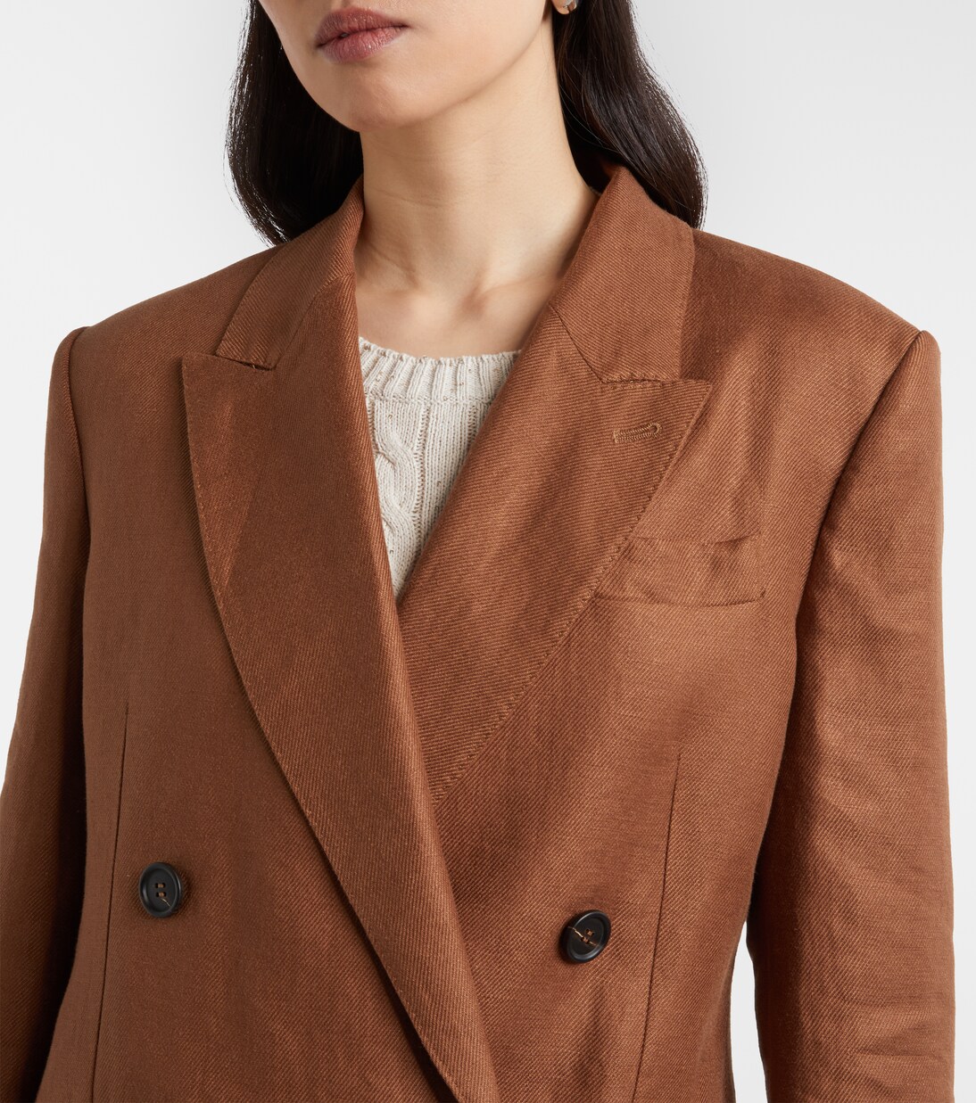 Double-breasted linen blazer | Brunello Cucinelli