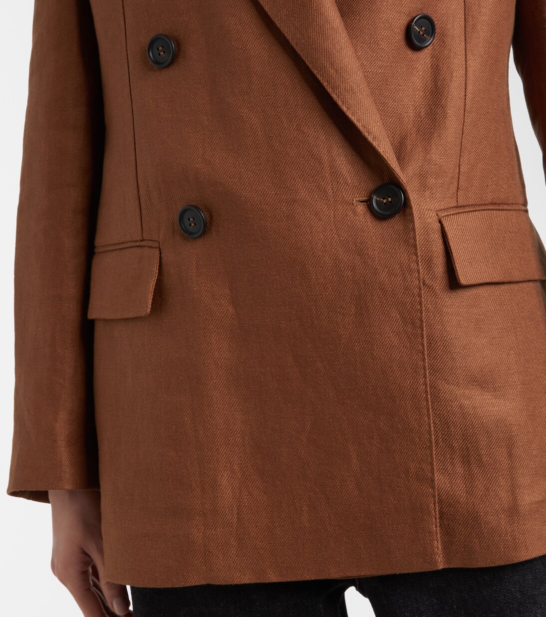 Double-breasted linen blazer | Brunello Cucinelli