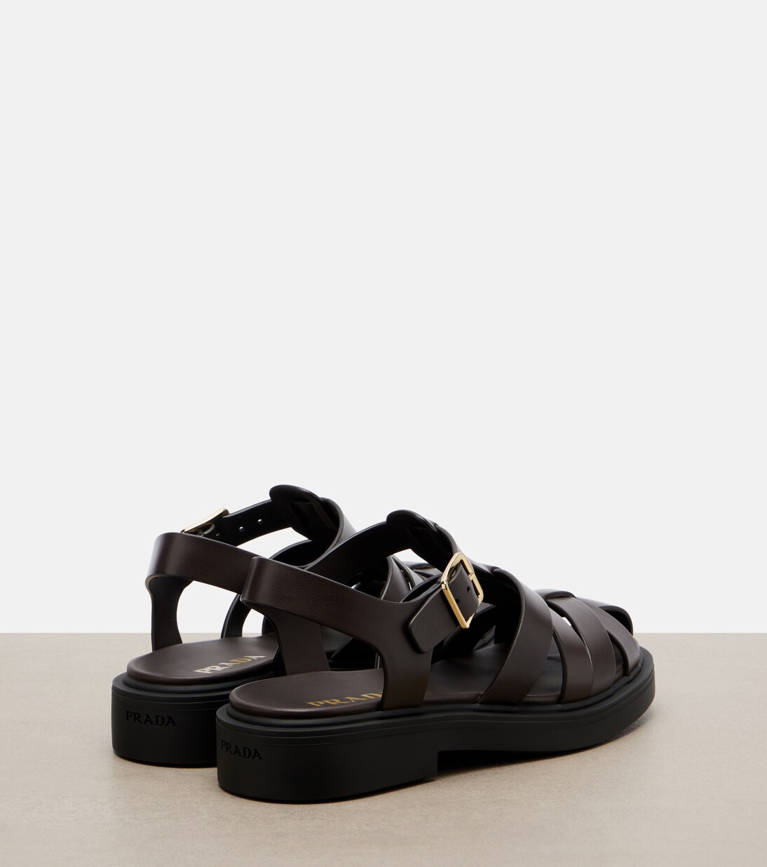 Leather fisherman sandals | Prada