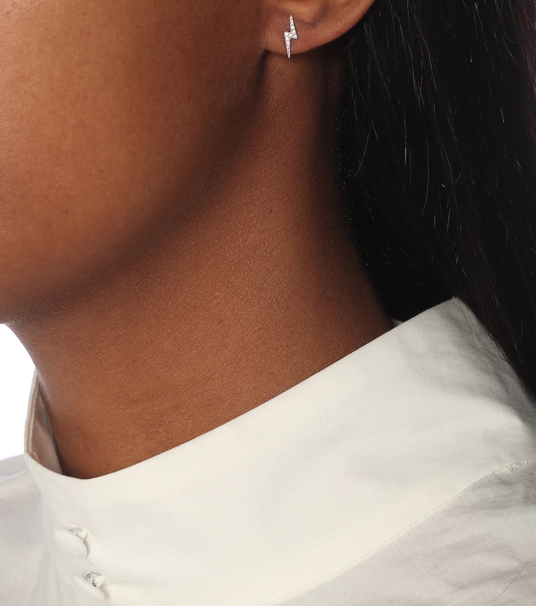 Lightning Bolt 14kt white gold single earring with diamonds | Maria Tash