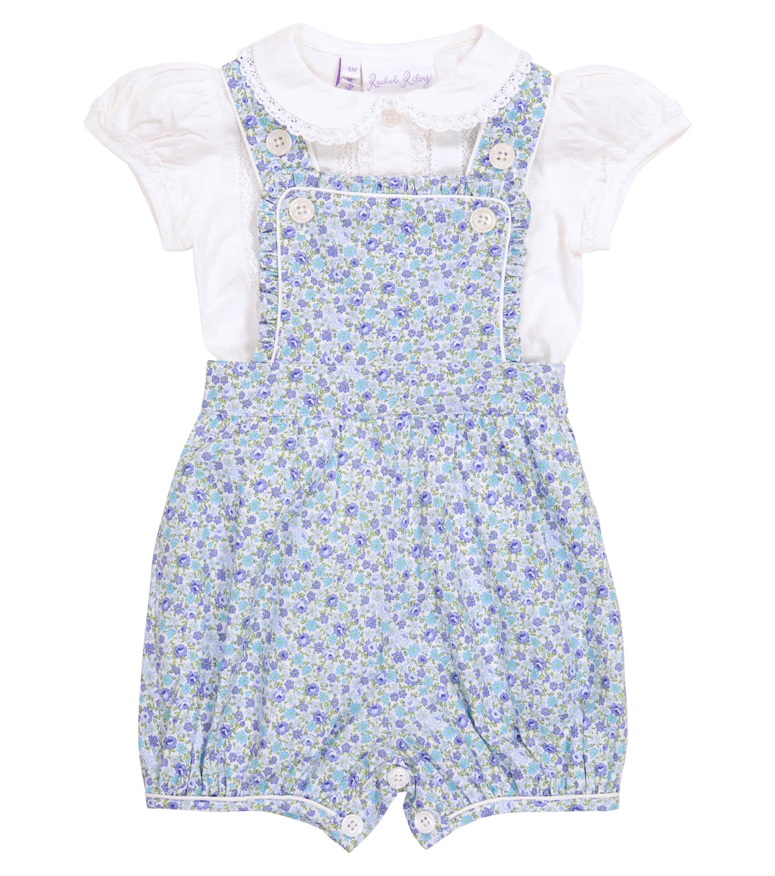 Bébé — Set combinaison courte et blouse en coton à fleurs | Rachel Riley