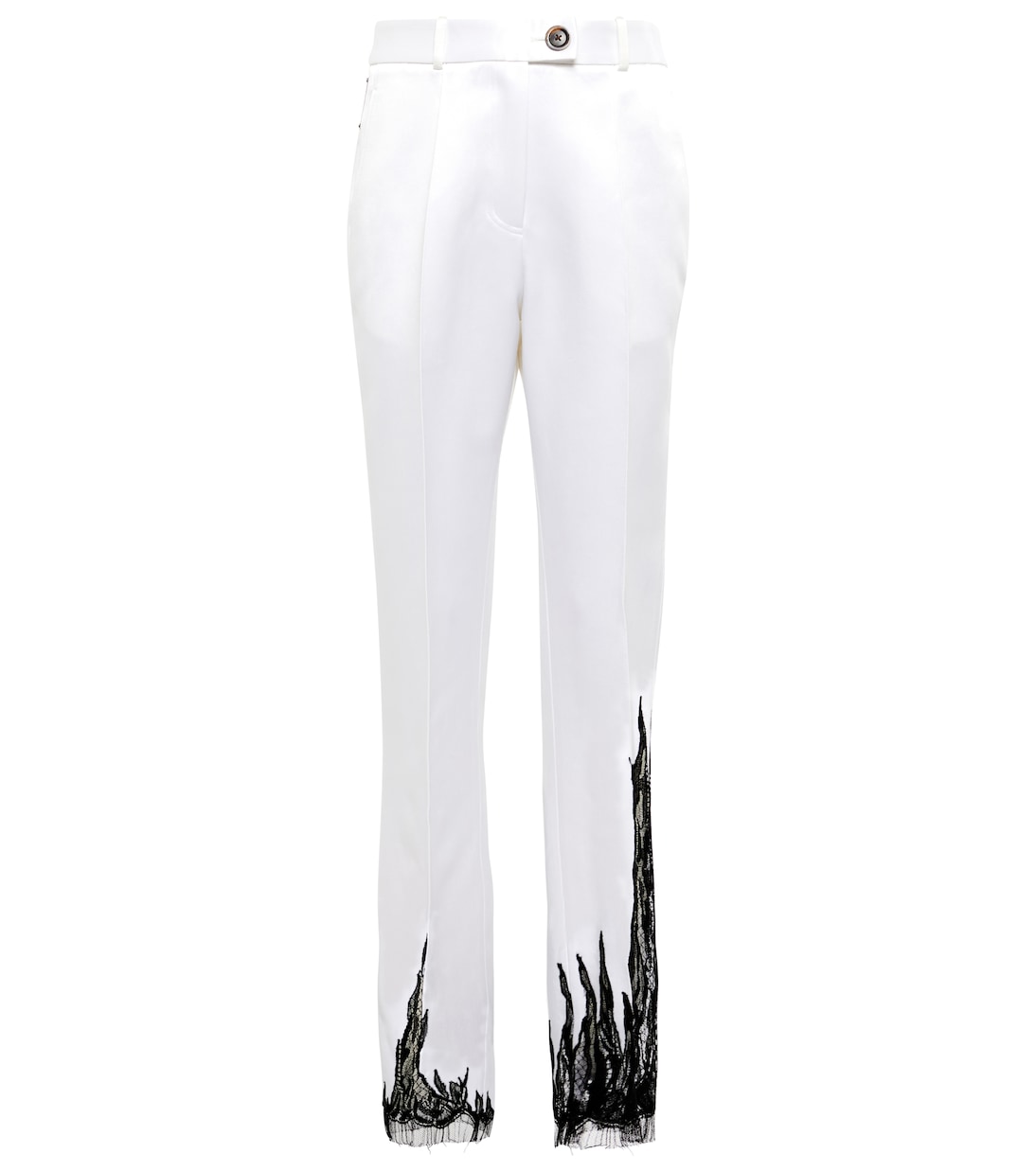 Lace-trimmed satin straight pants | Peter Do