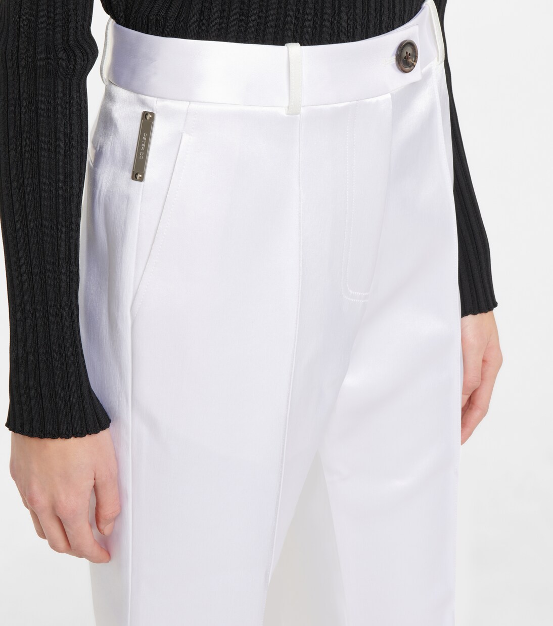 Lace-trimmed satin straight pants | Peter Do